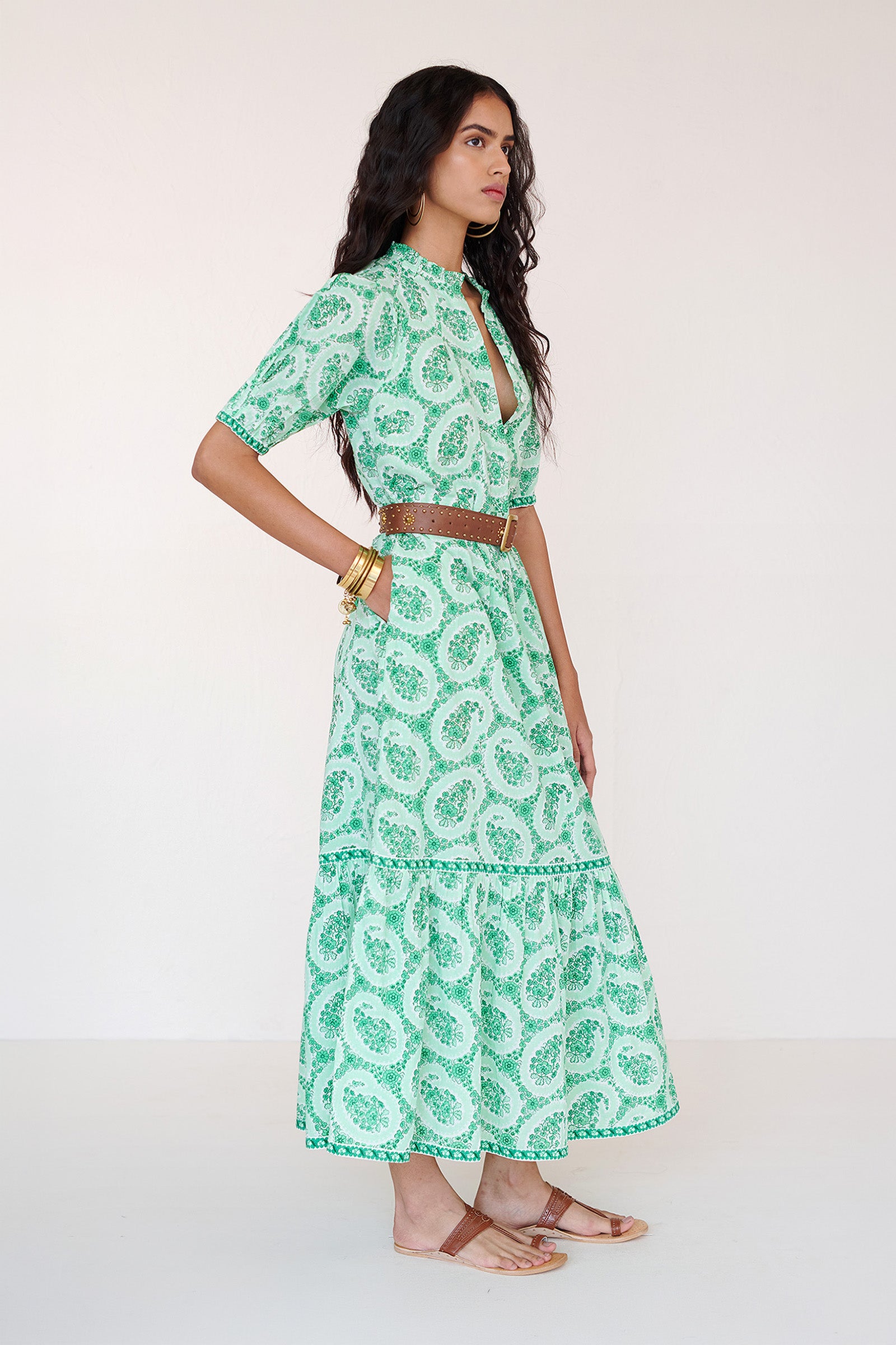 Betty Dress Paisley Copse - Gathered Cotton Voile Dress | Banjanan