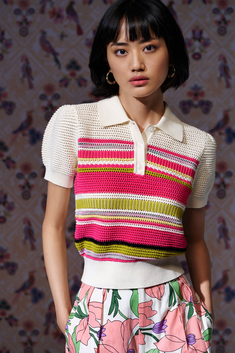 Lily Knit Polo Stripe Multi