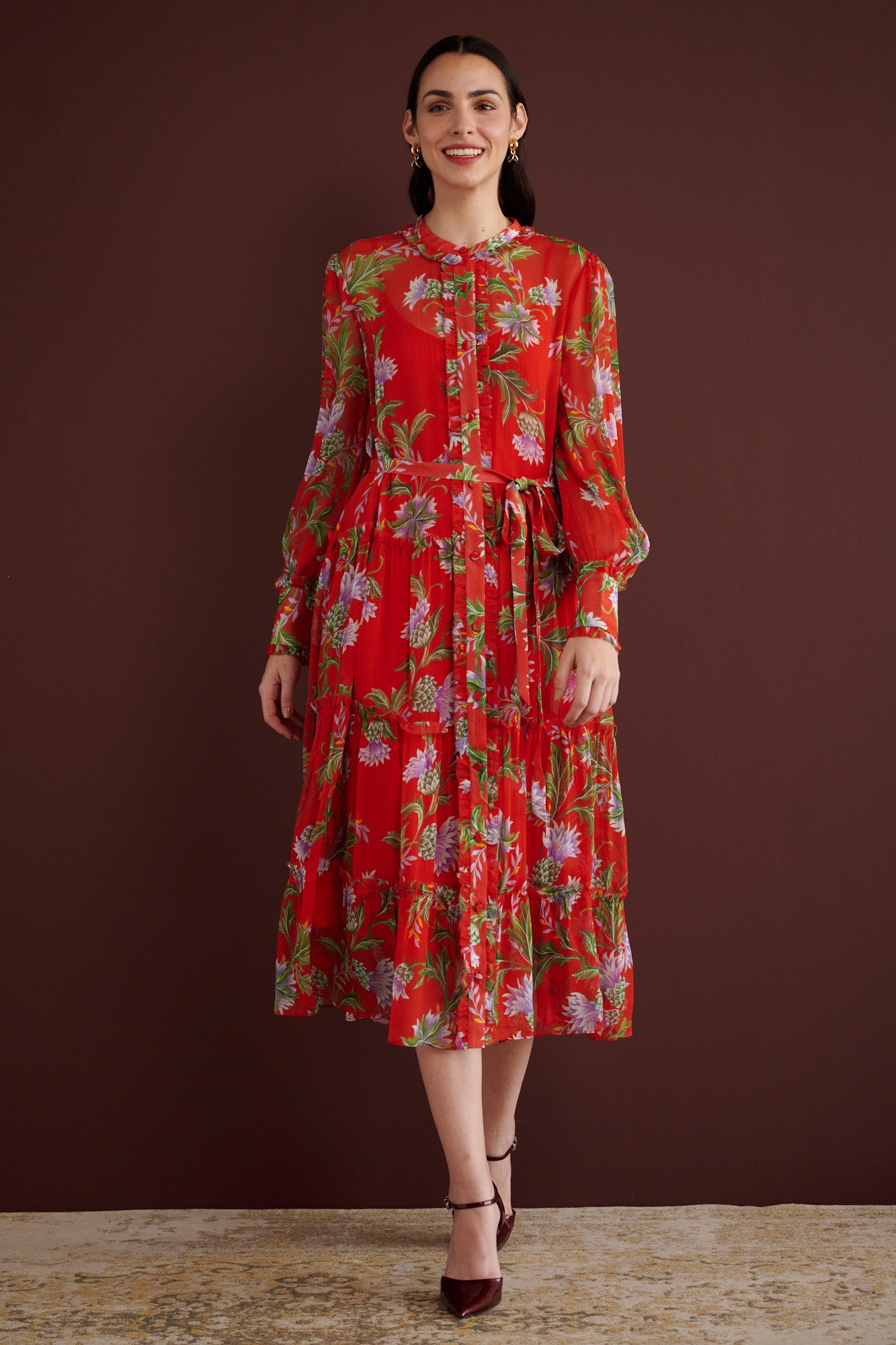 Emira Dress Stuart Thistle Flame