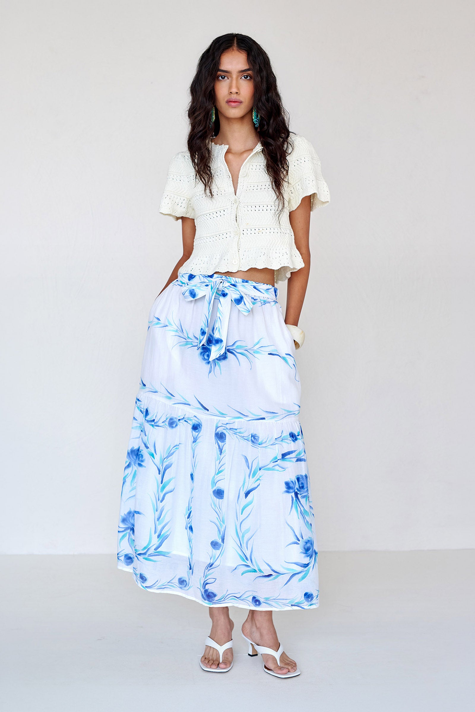 Flora Skirt Bagh Bouquet Cyan