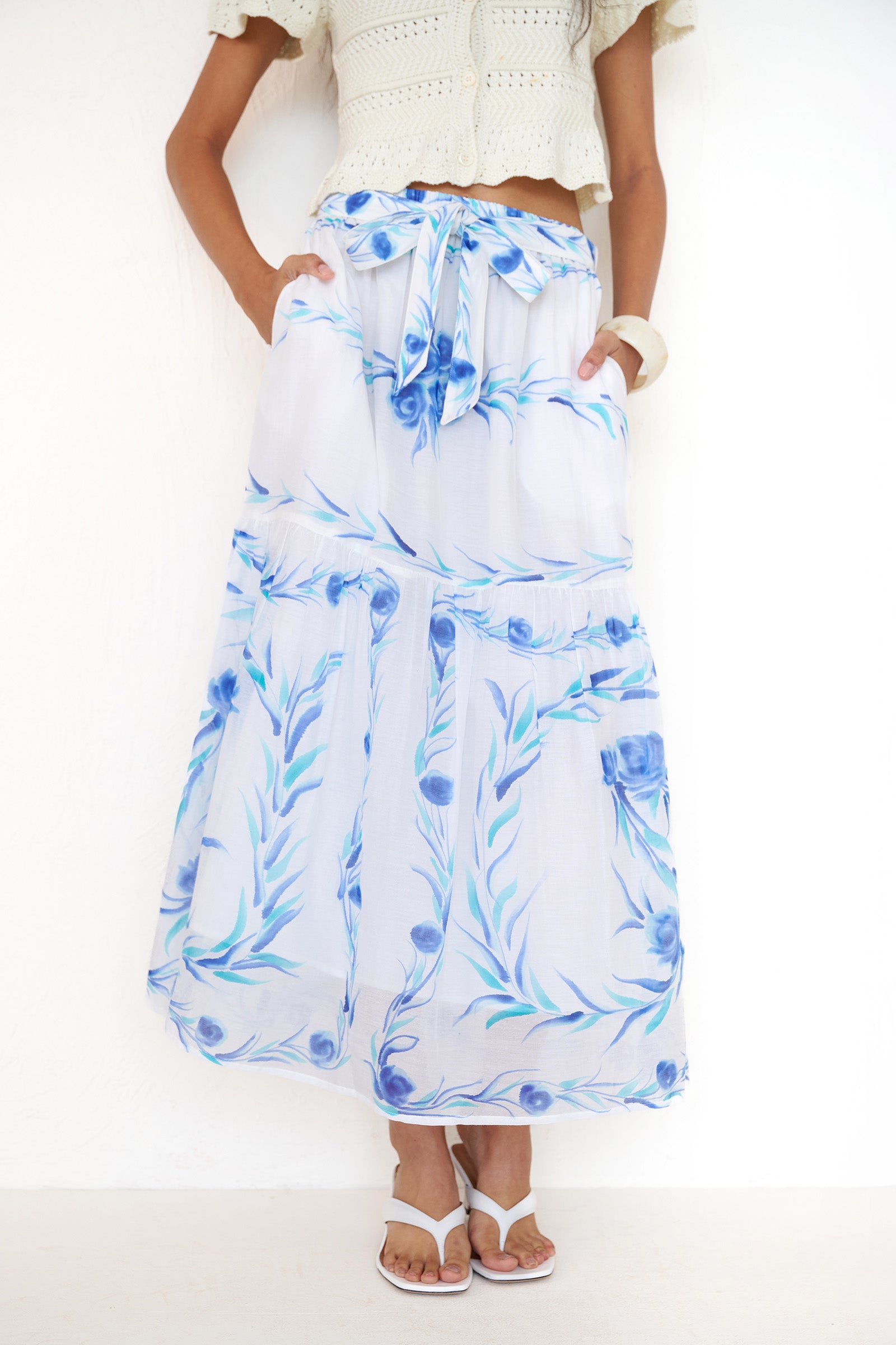 Flora Skirt Bagh Bouquet Cyan