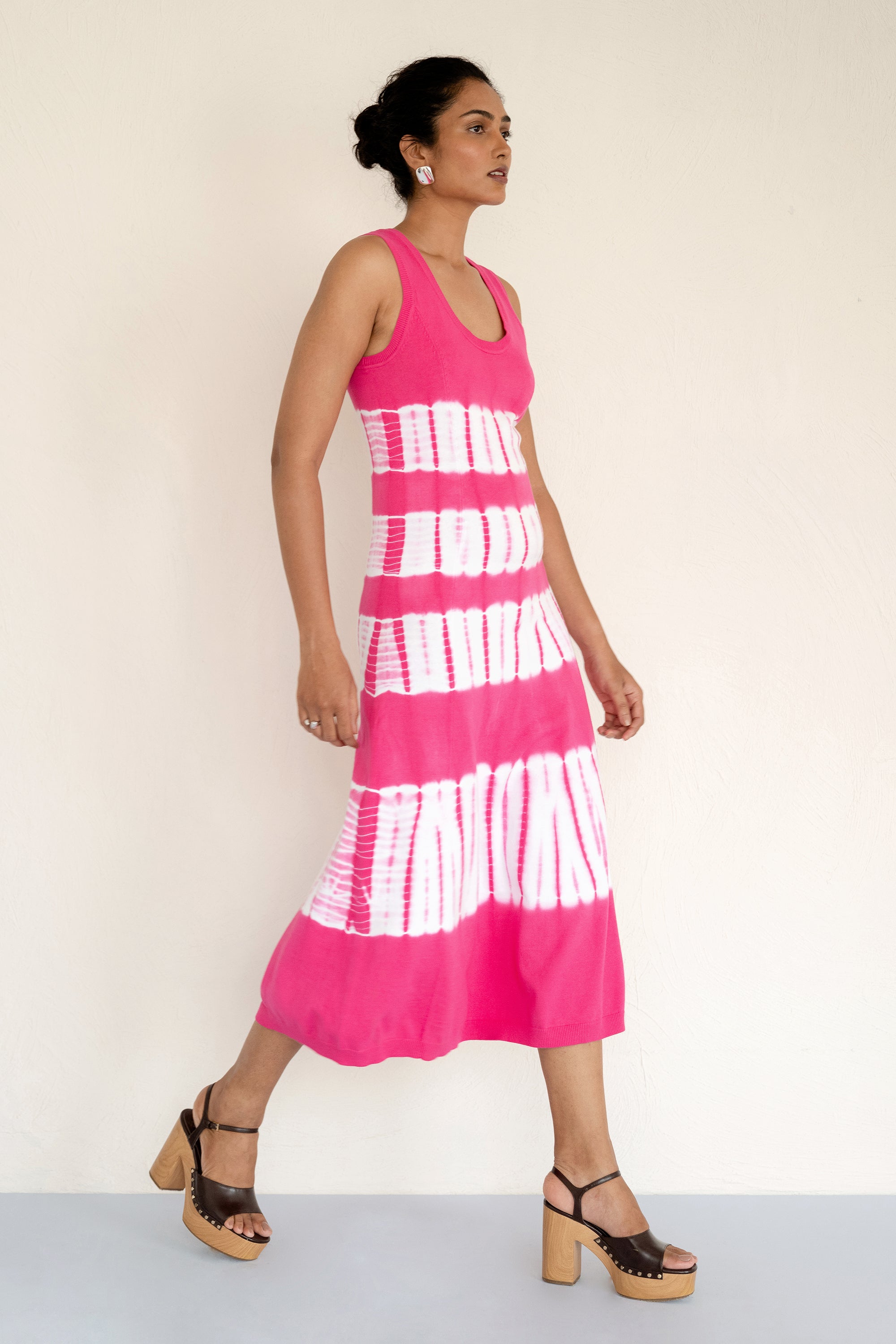 Genoa Tie Dye Dress Fuchsia Genoa Tie Dye Dress Fuchsia