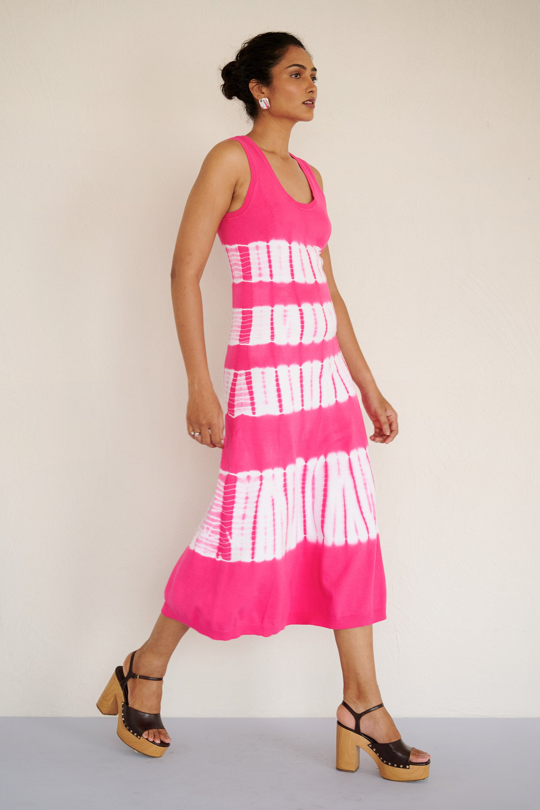 Genoa Tie Dye Dress Fuchsia Genoa Tie Dye Dress Fuchsia