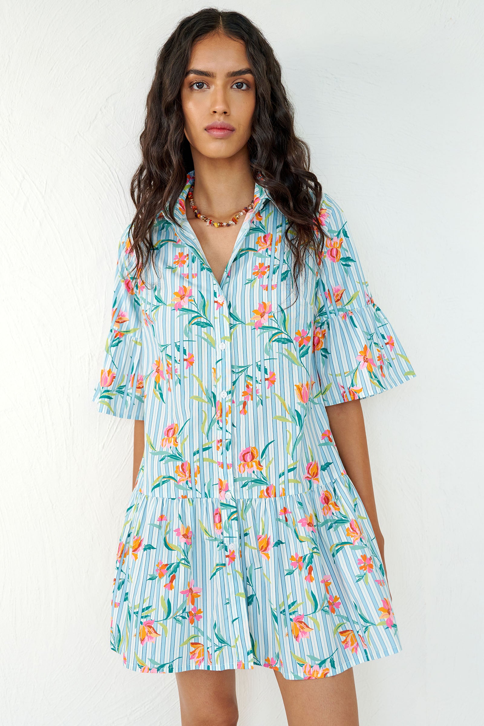 Hydra Mini Dress Orchid Pinstripe Placid