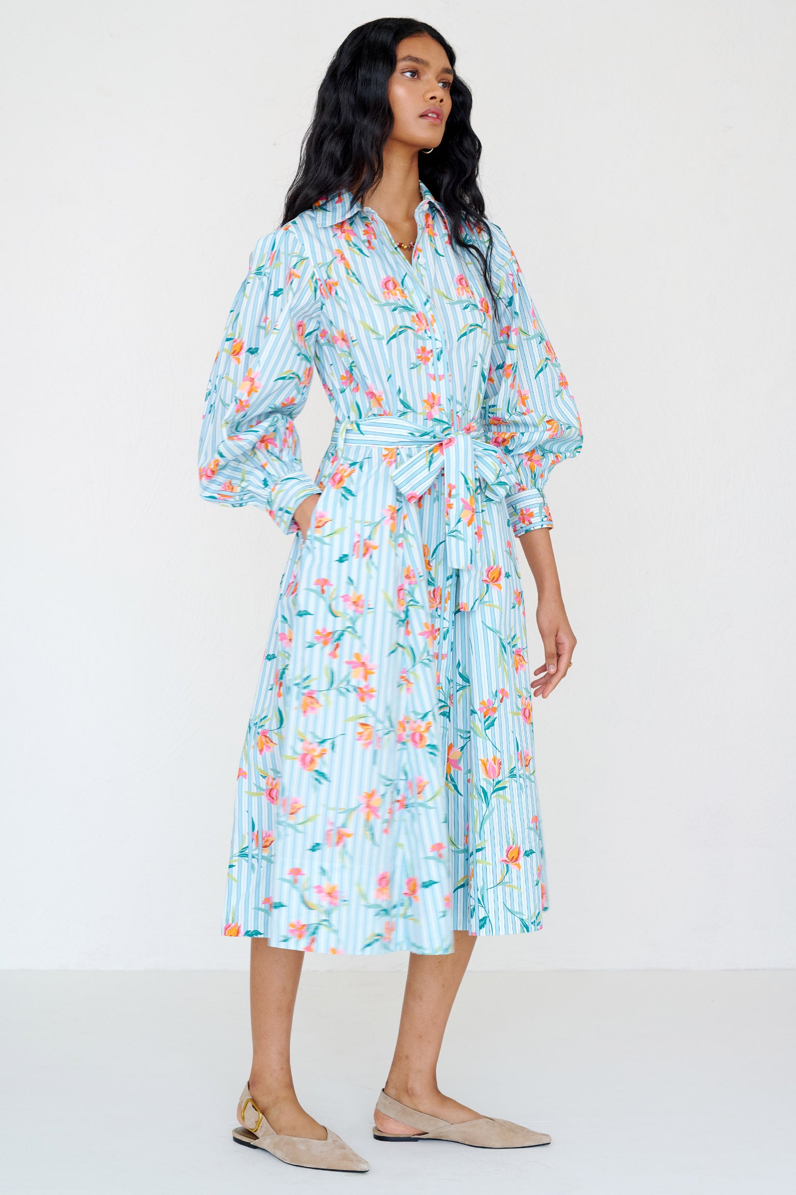 Harris Shirt Dress Orchid Pinstripe Placid
