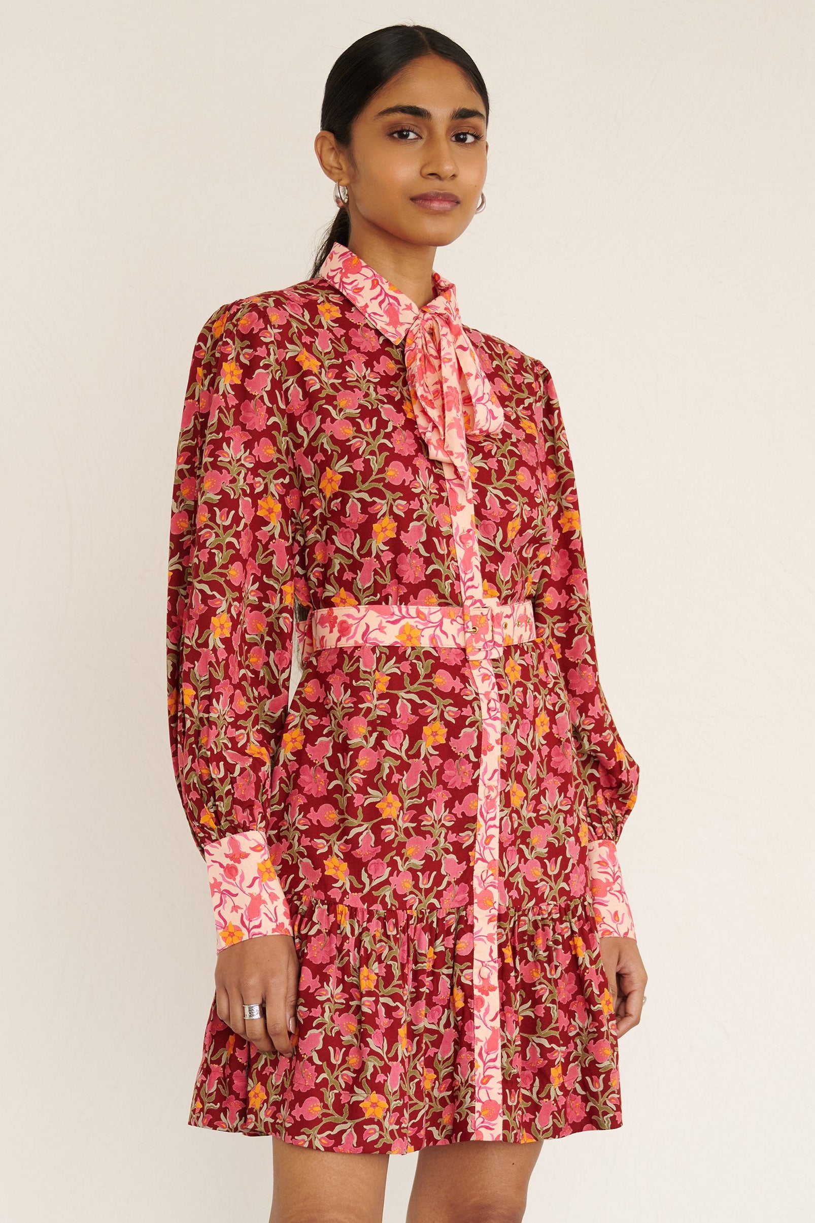 Kay Dress Pomegranate Vine Azalea - Feminine Mini Dress