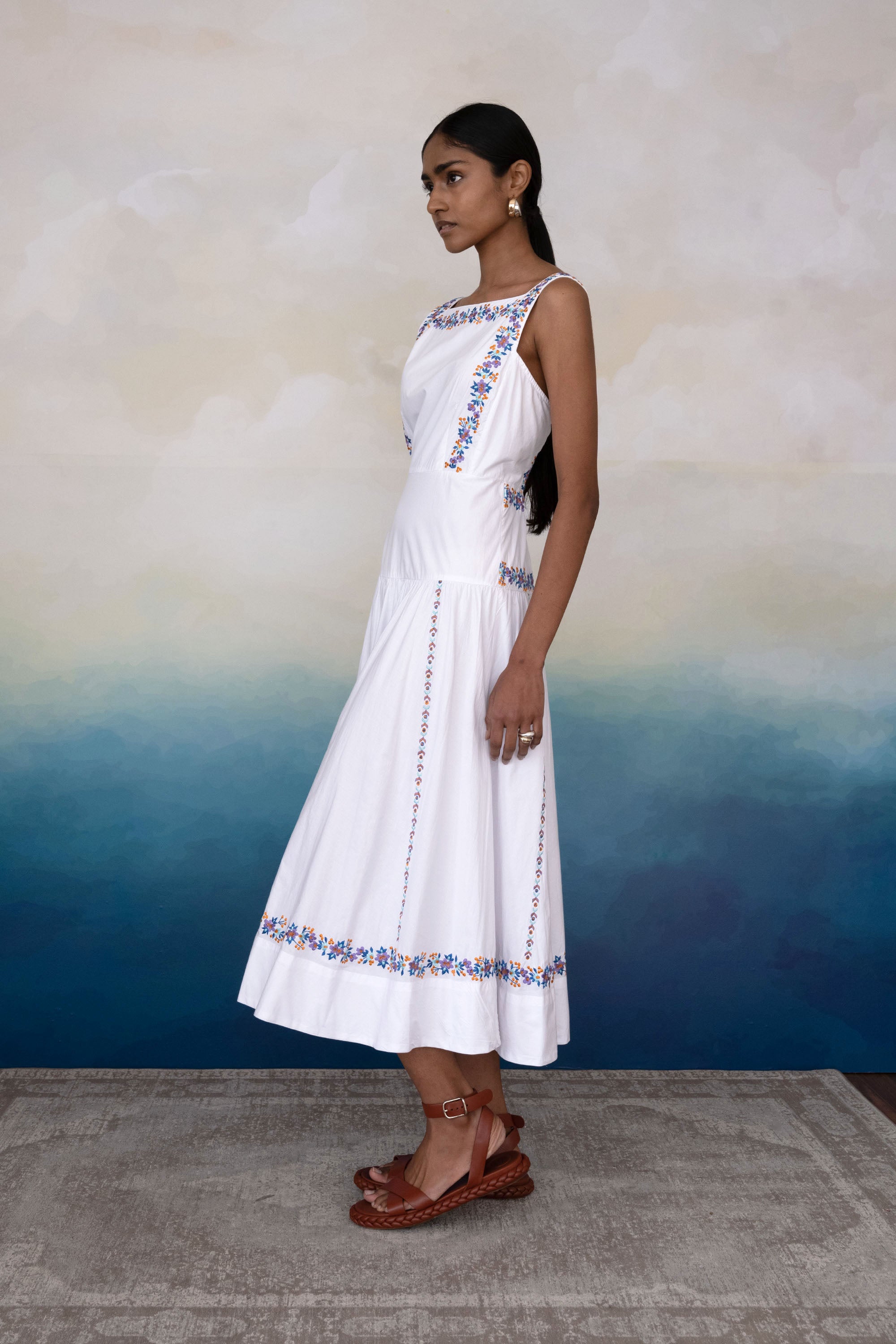 Rasia Dress Srinagar Embroidered White