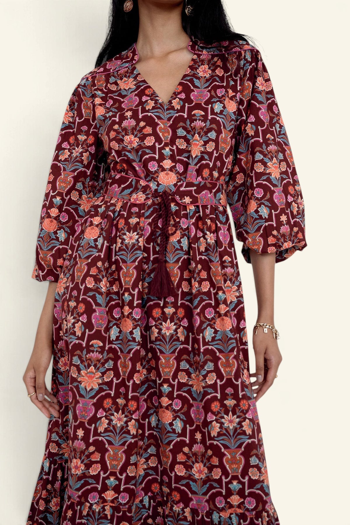 Victoria Dress Floral Vase Chestnut