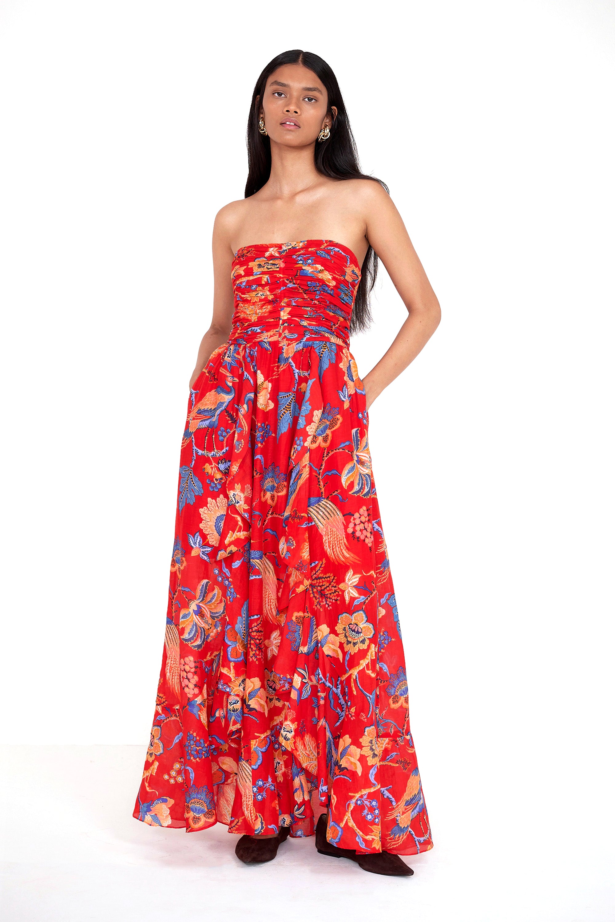 Bella Dress Chintz Carmine