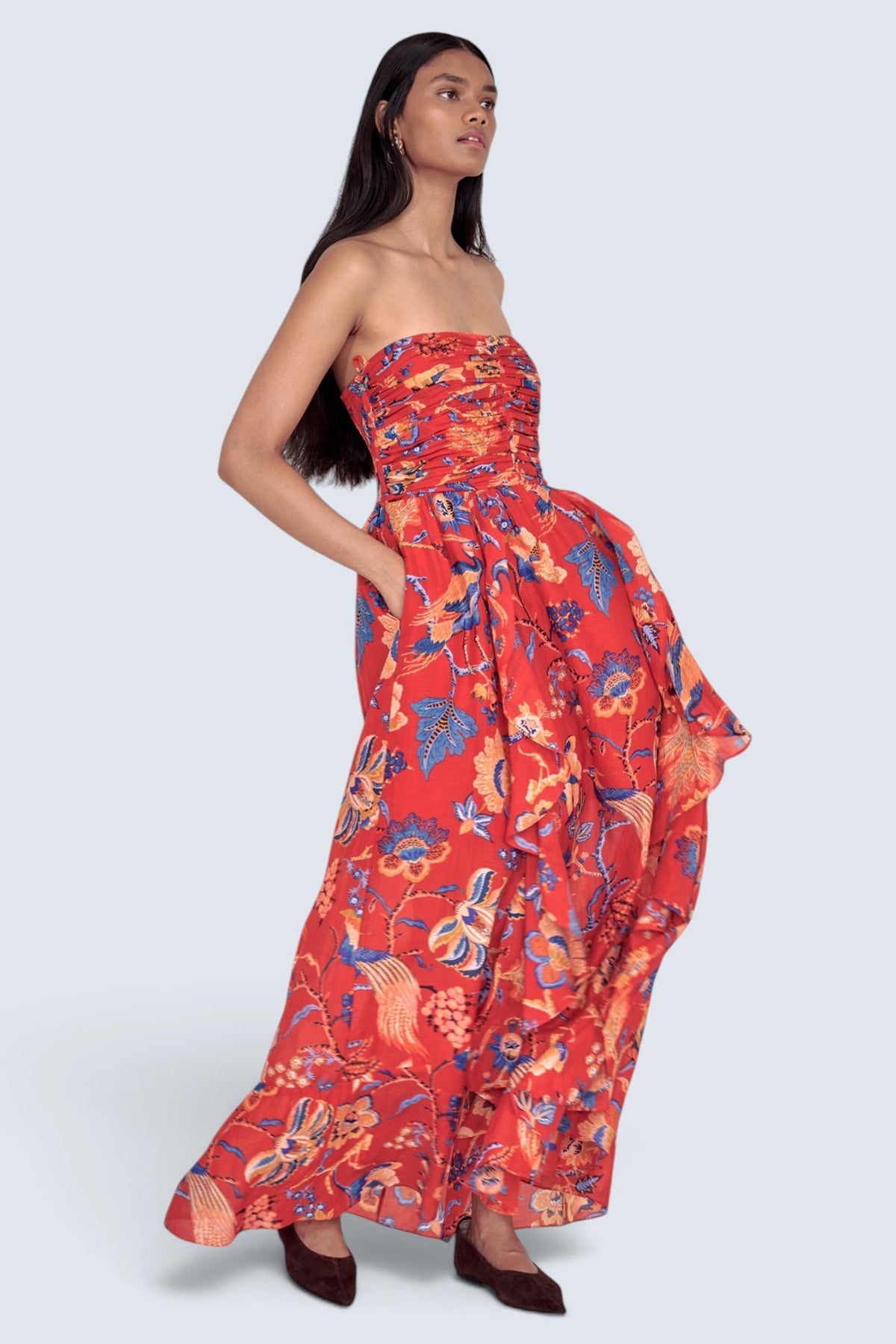Bella Dress Chintz Carmine