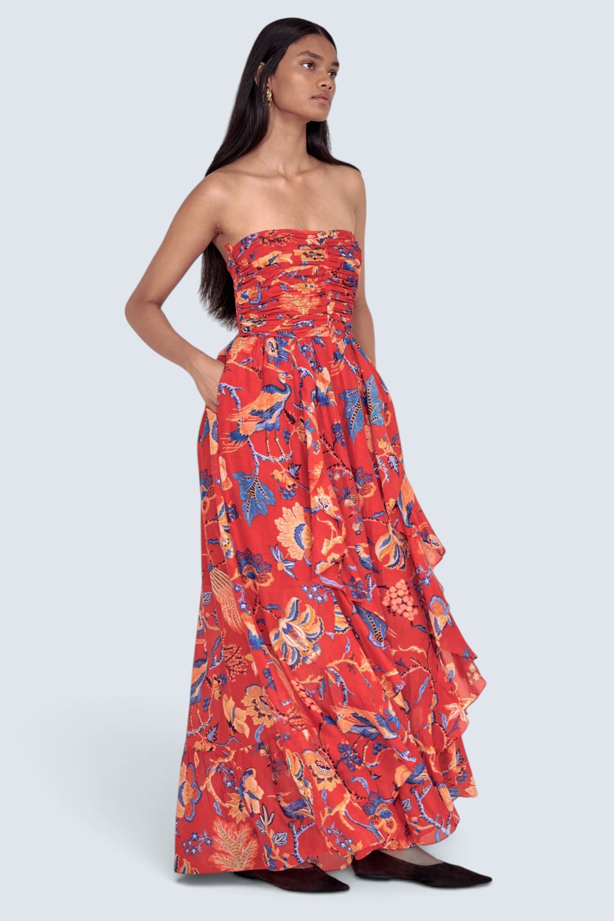 Bella Dress Chintz Carmine