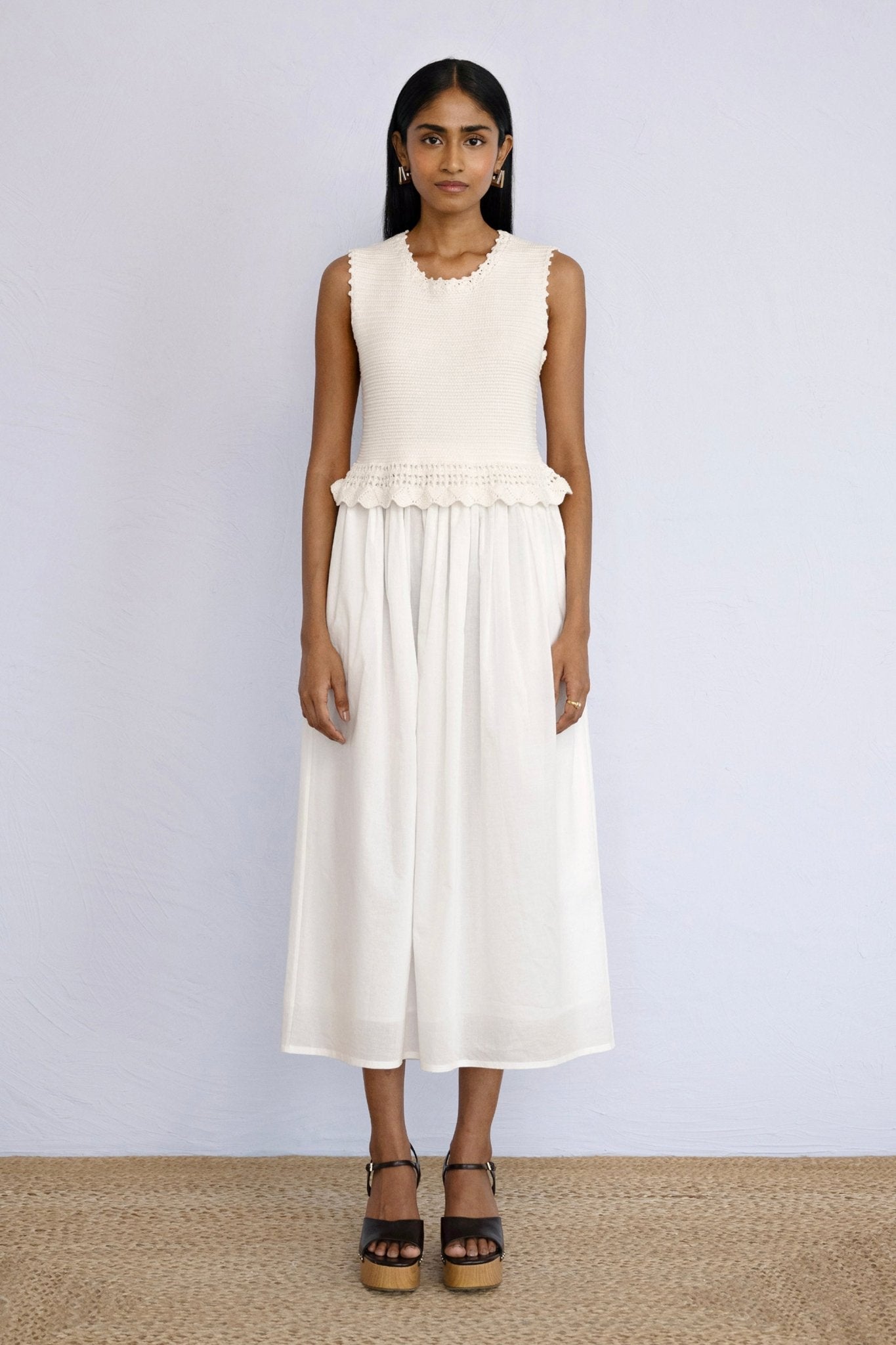 Heather Crochet Dress Ivory - Hand-Crocheted Maxi Dress