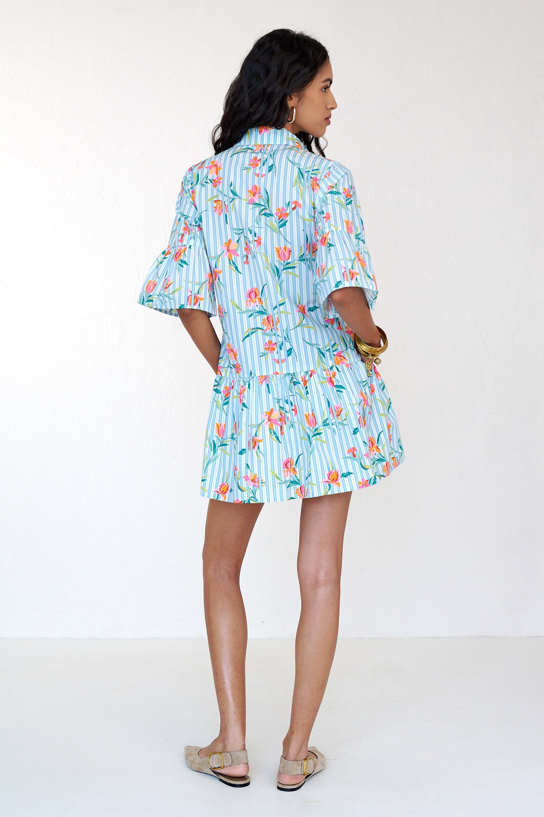 Hydra Mini Dress Orchid Pinstripe Placid