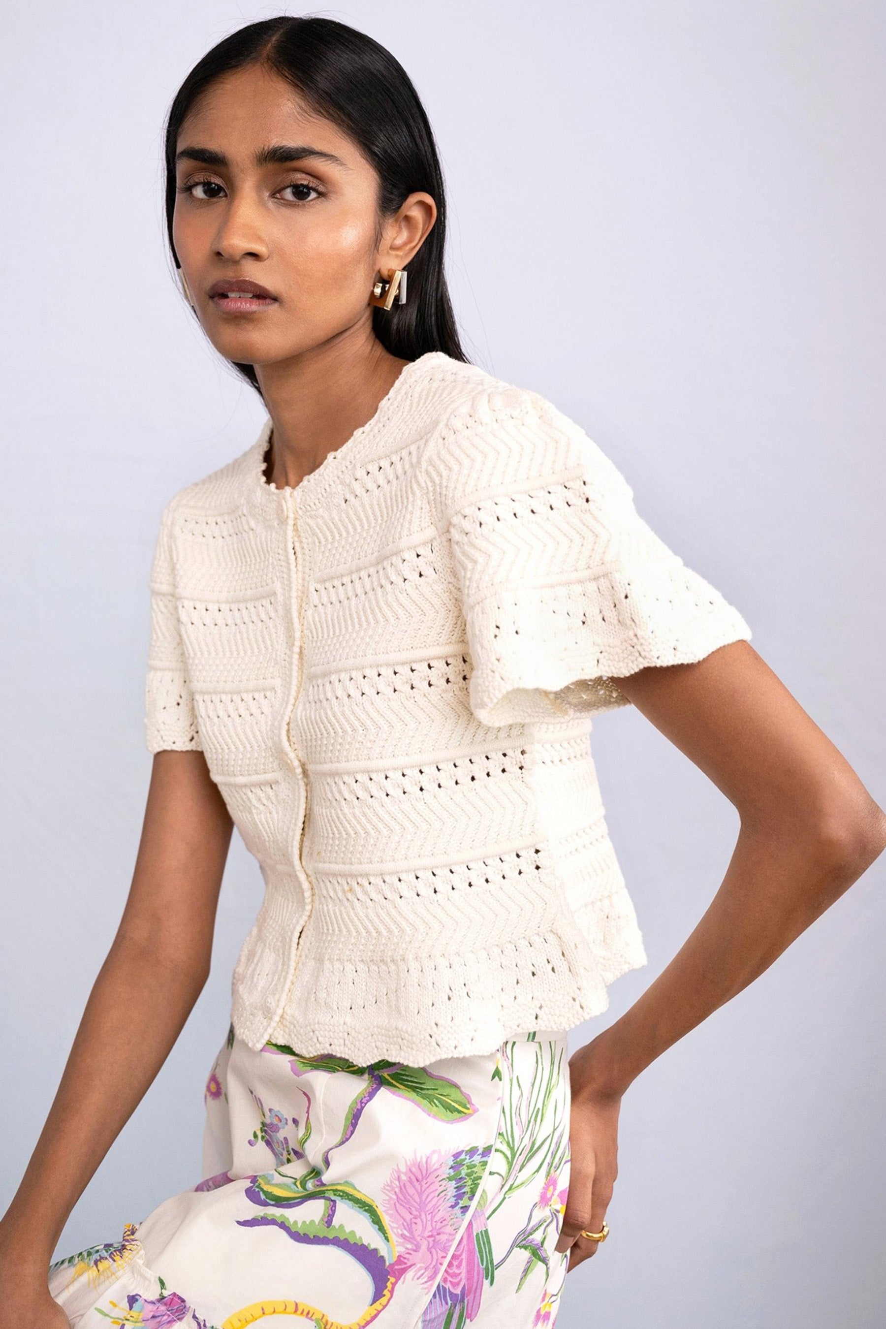 Laura Crochet Cardigan Cream