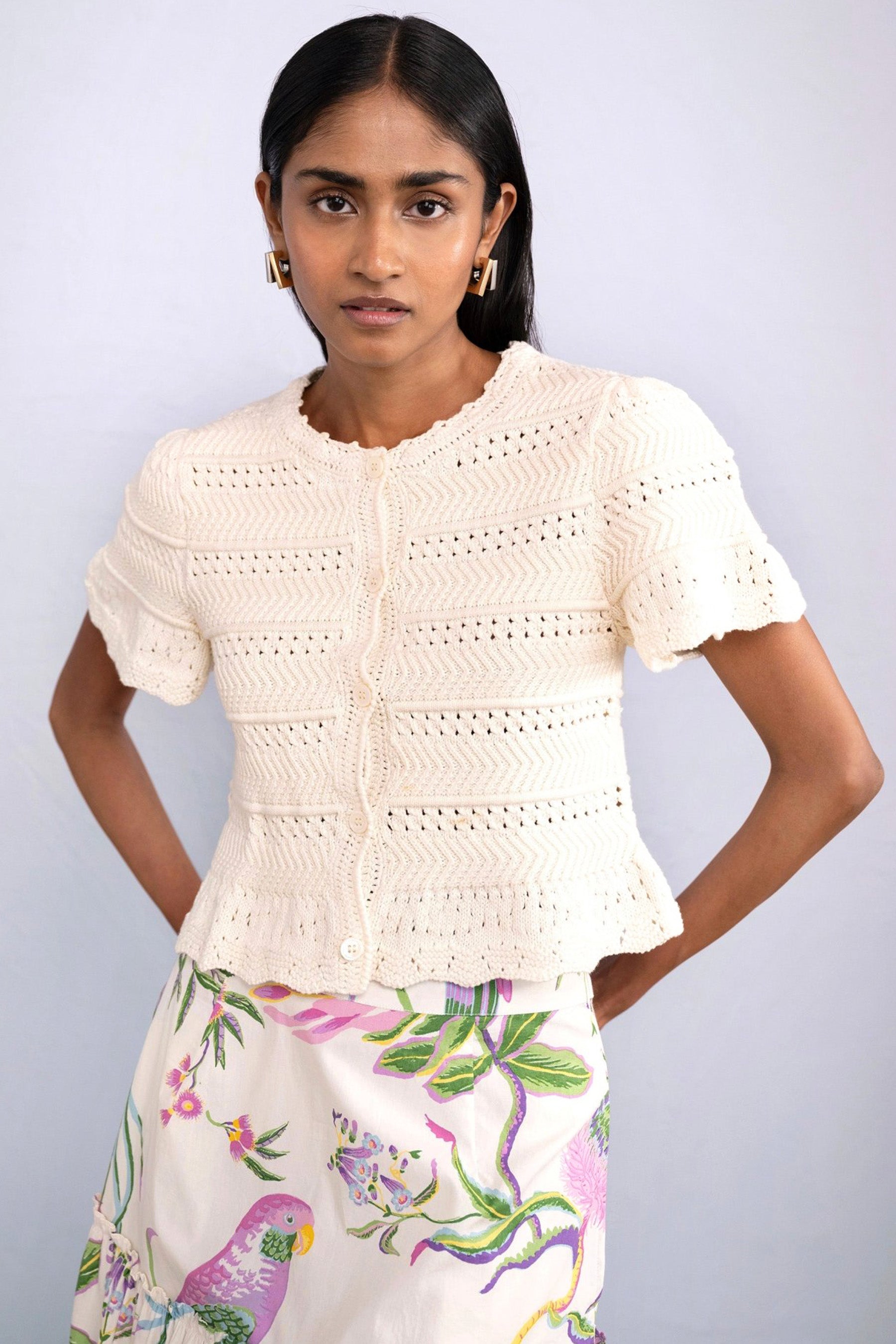 Laura Crochet Cardigan Cream