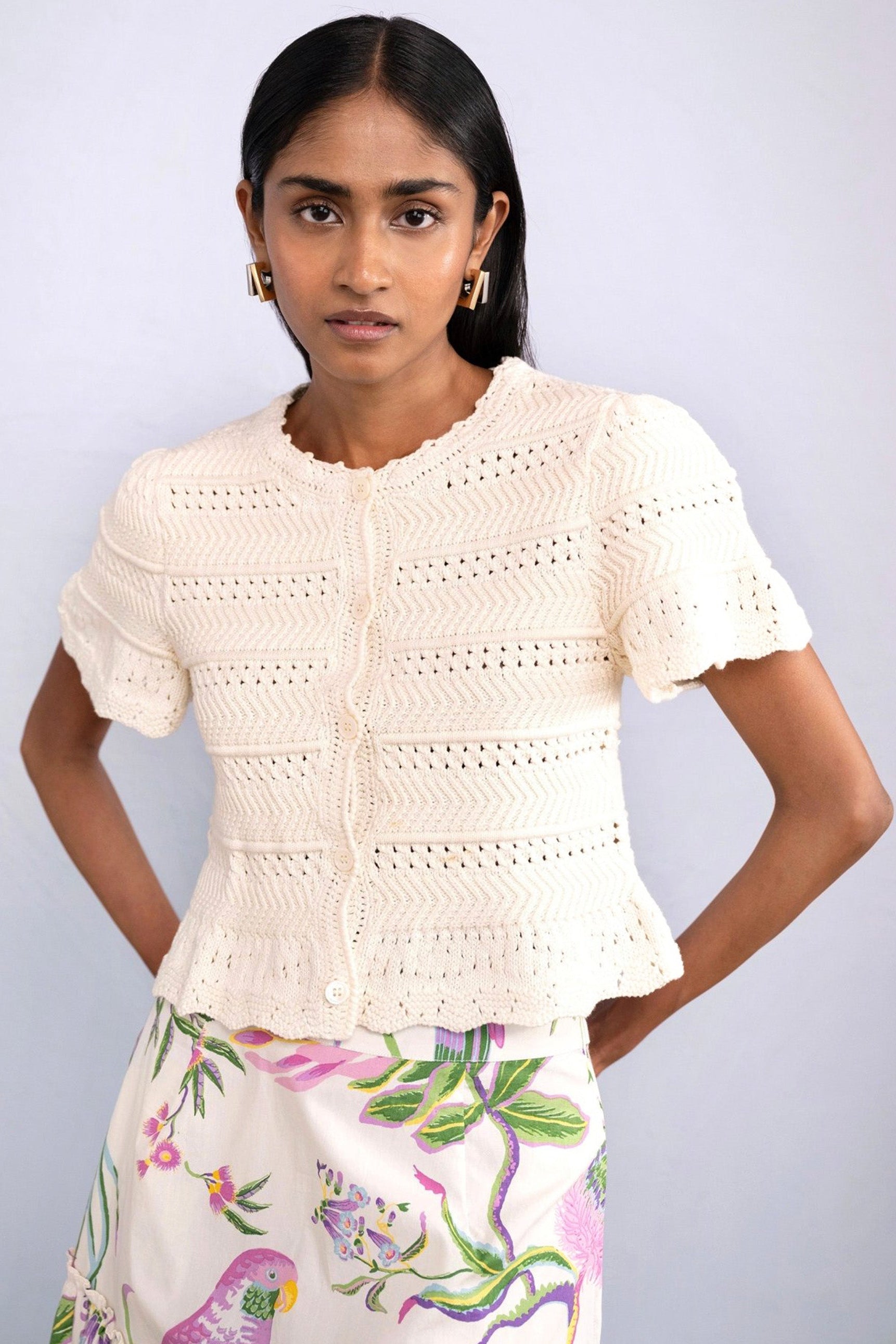 Laura Crochet Cardigan Cream