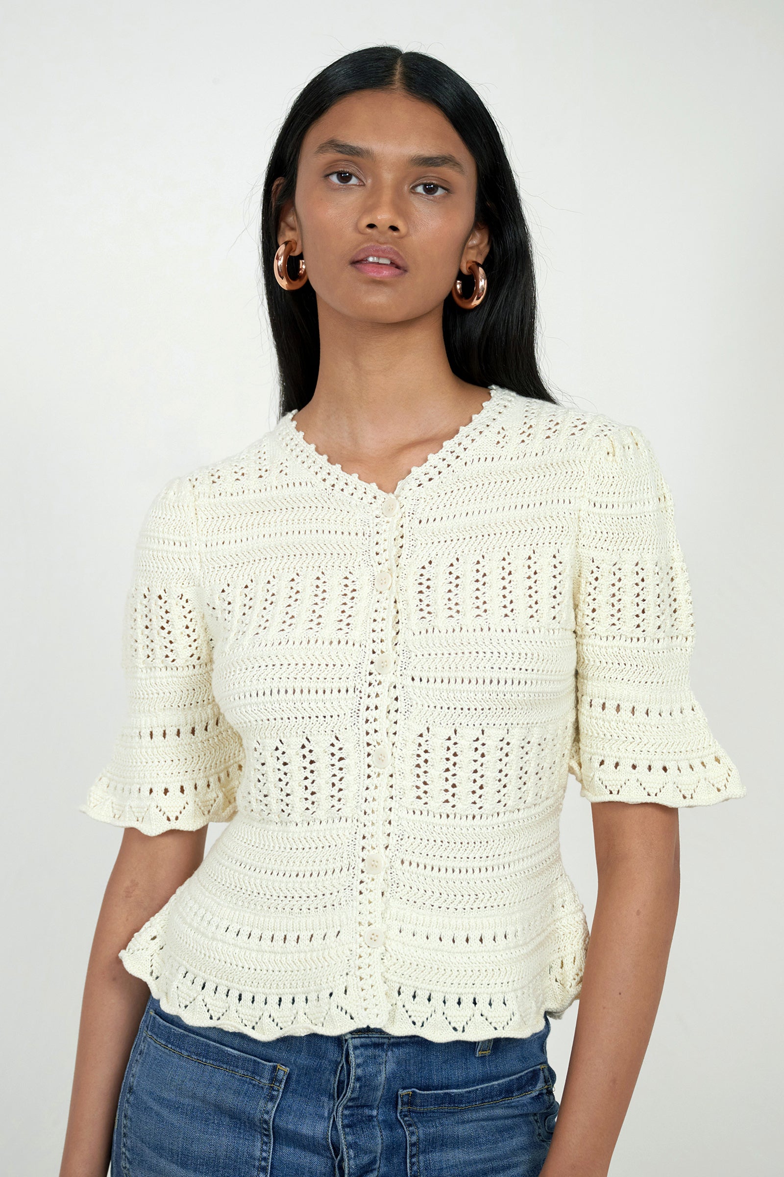 Laura Crochet Cardigan Ivory