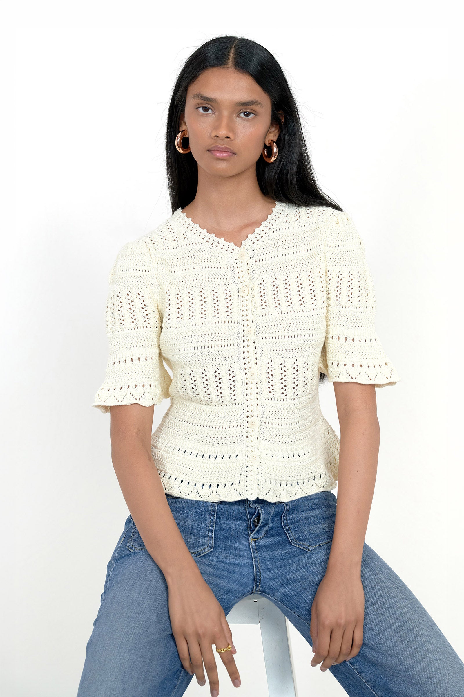 Laura Crochet Cardigan Ivory