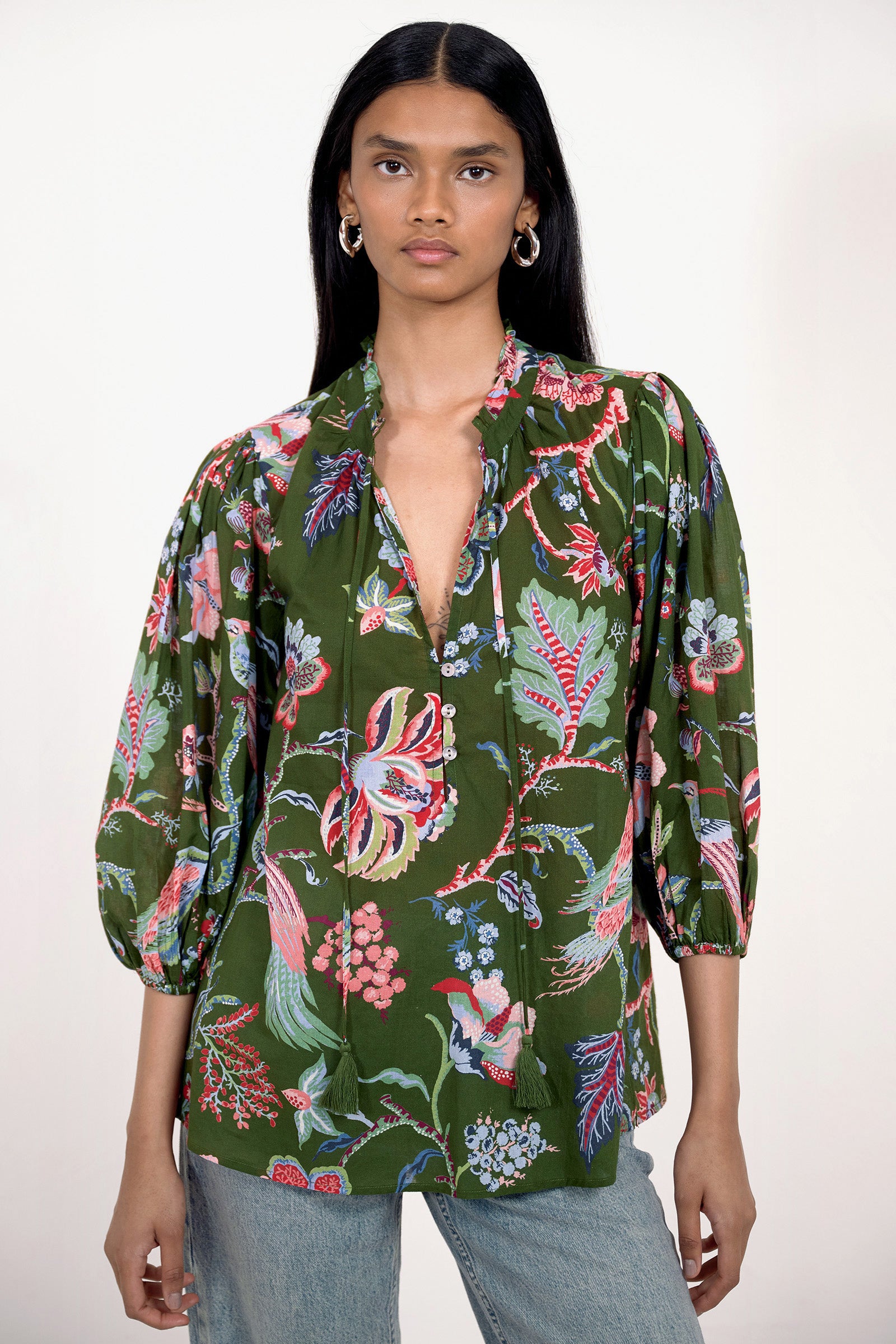 Lorna Top Chintz Moss