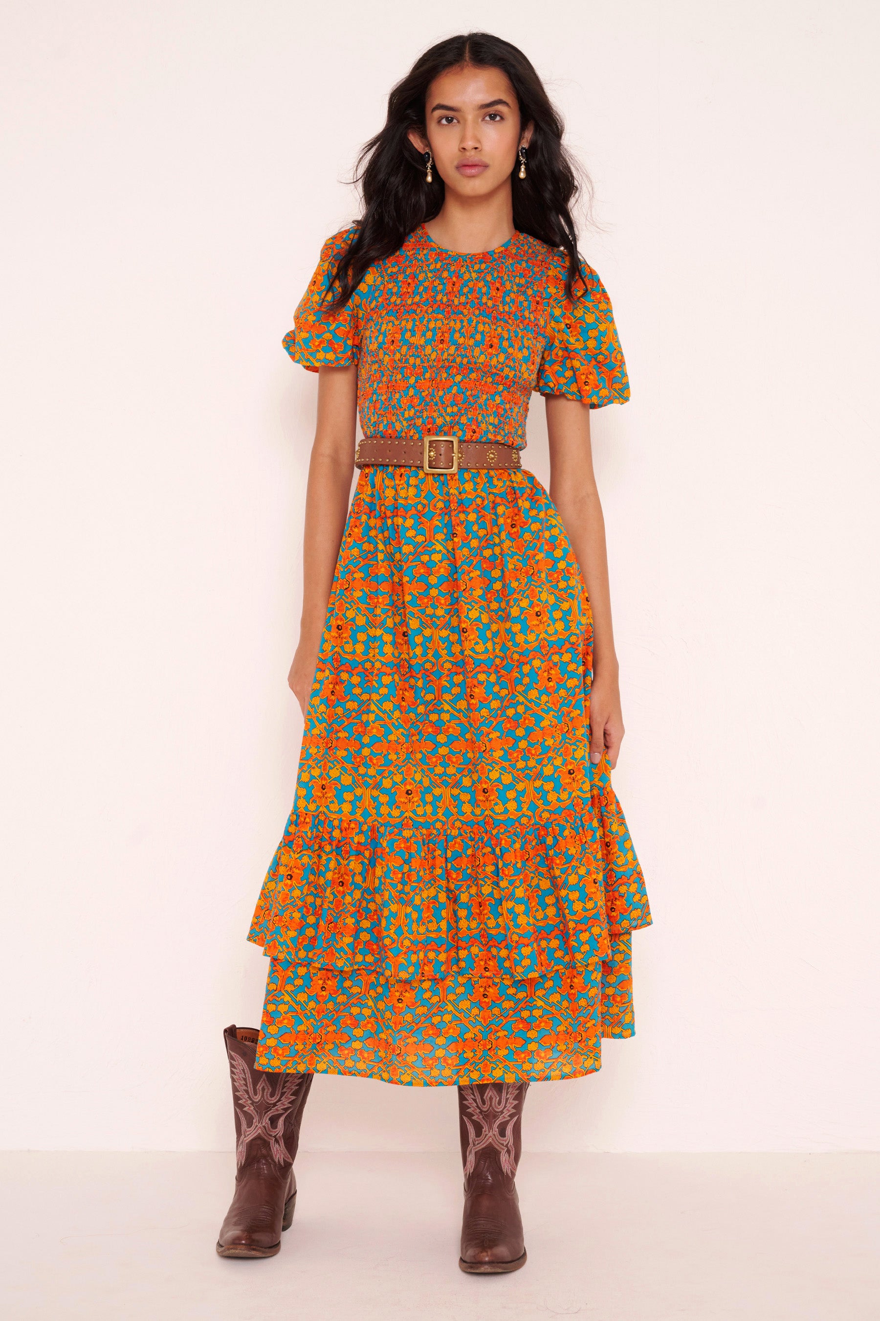 banjanan dress Bazaar Ikat Floral Fuchsia XS chest pockets BANJANAN Harris Shirt Dress Placid