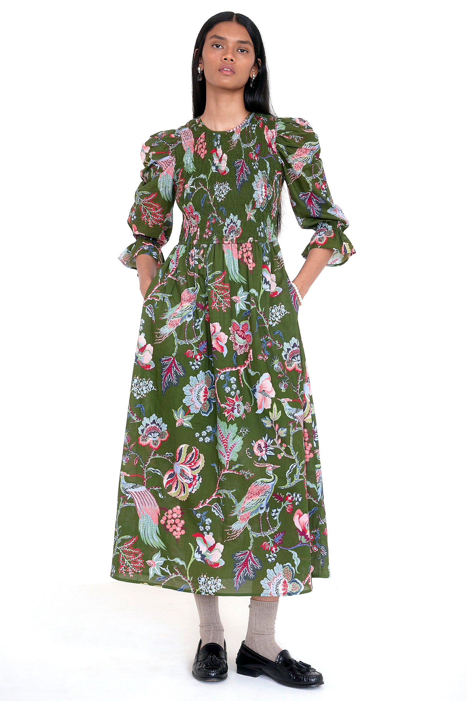 Queenie Dress Chintz Moss