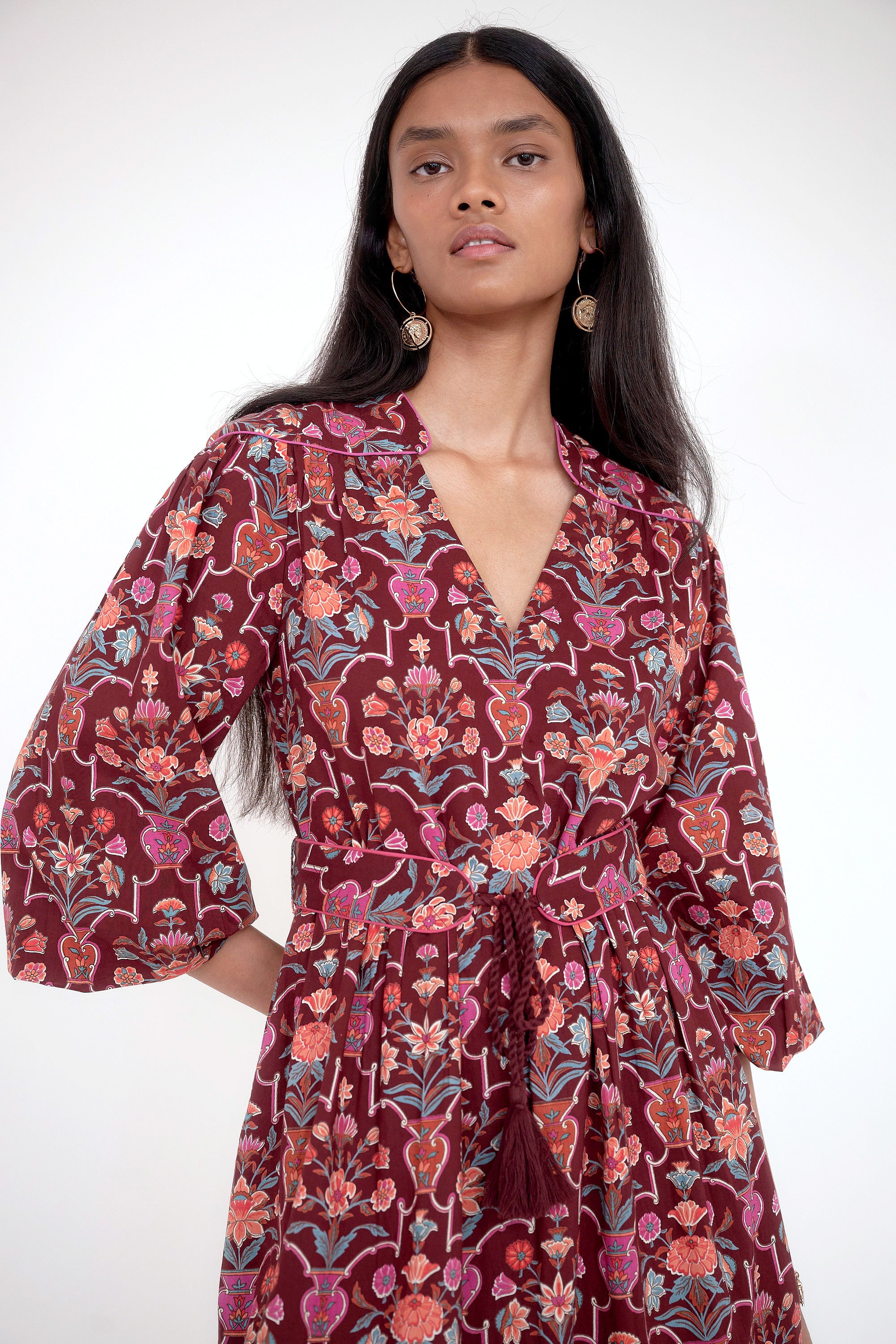 Victoria Dress Floral Vase Chestnut