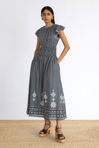 Aurelia Dress Victorian Gingham Midnight