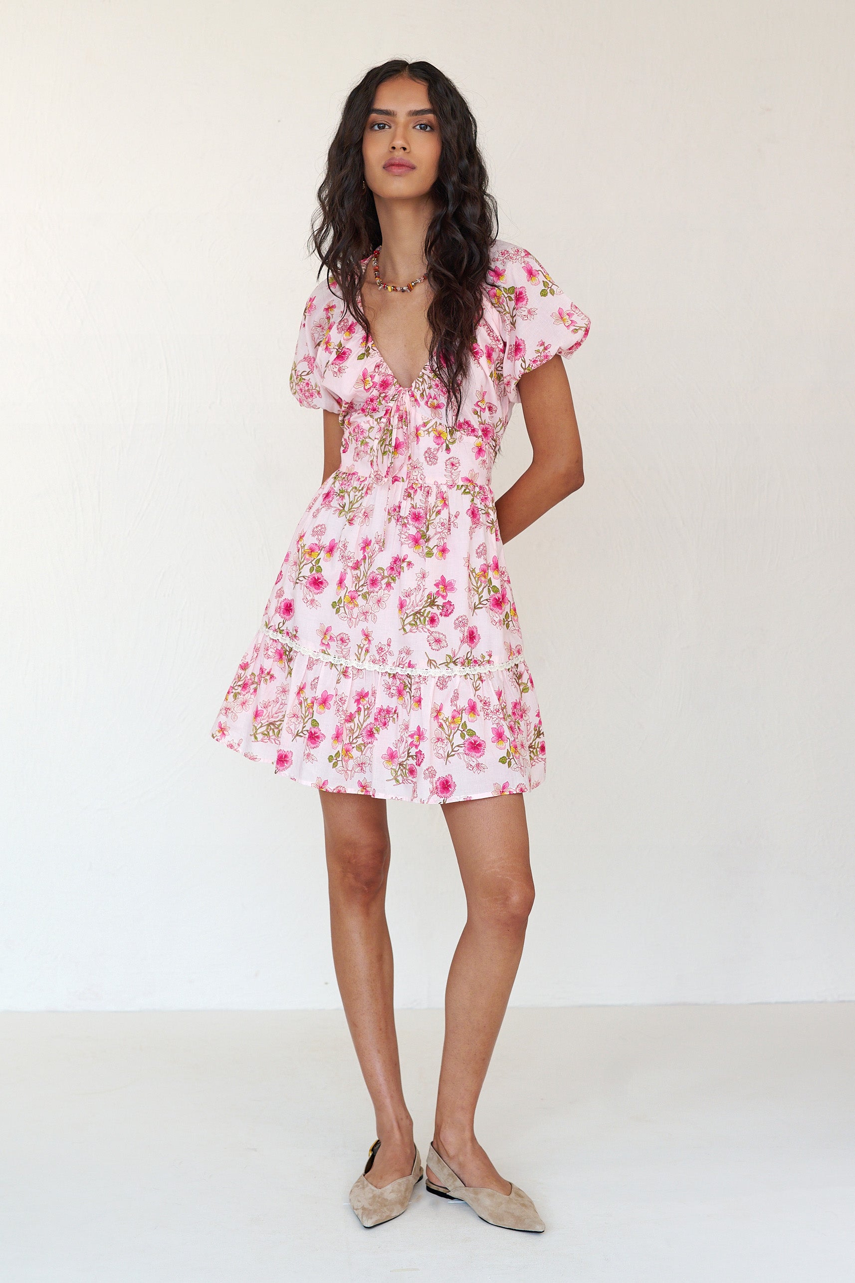 Artemis Mini Dress Burdock Peony