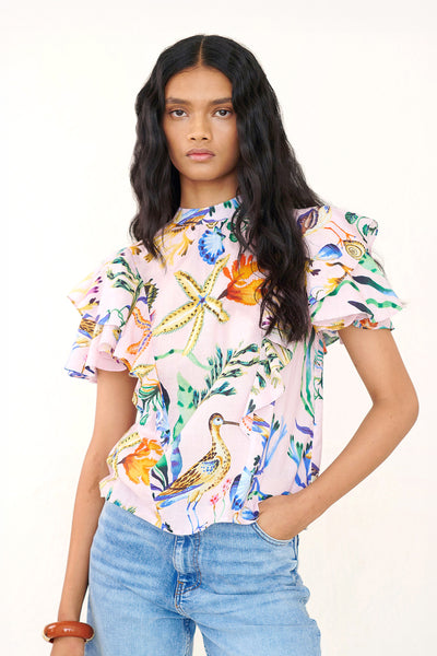 Bebe Top Tidepool Conch - Versatile Cotton Voile Blouse | Banjanan