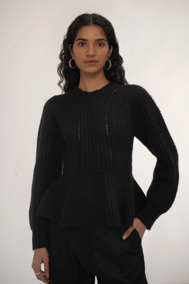 Freya Peplum Crewneck Sweater