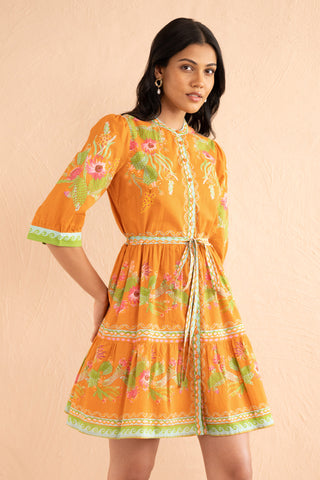 Gizela Dress Calypso Cacti Caramel