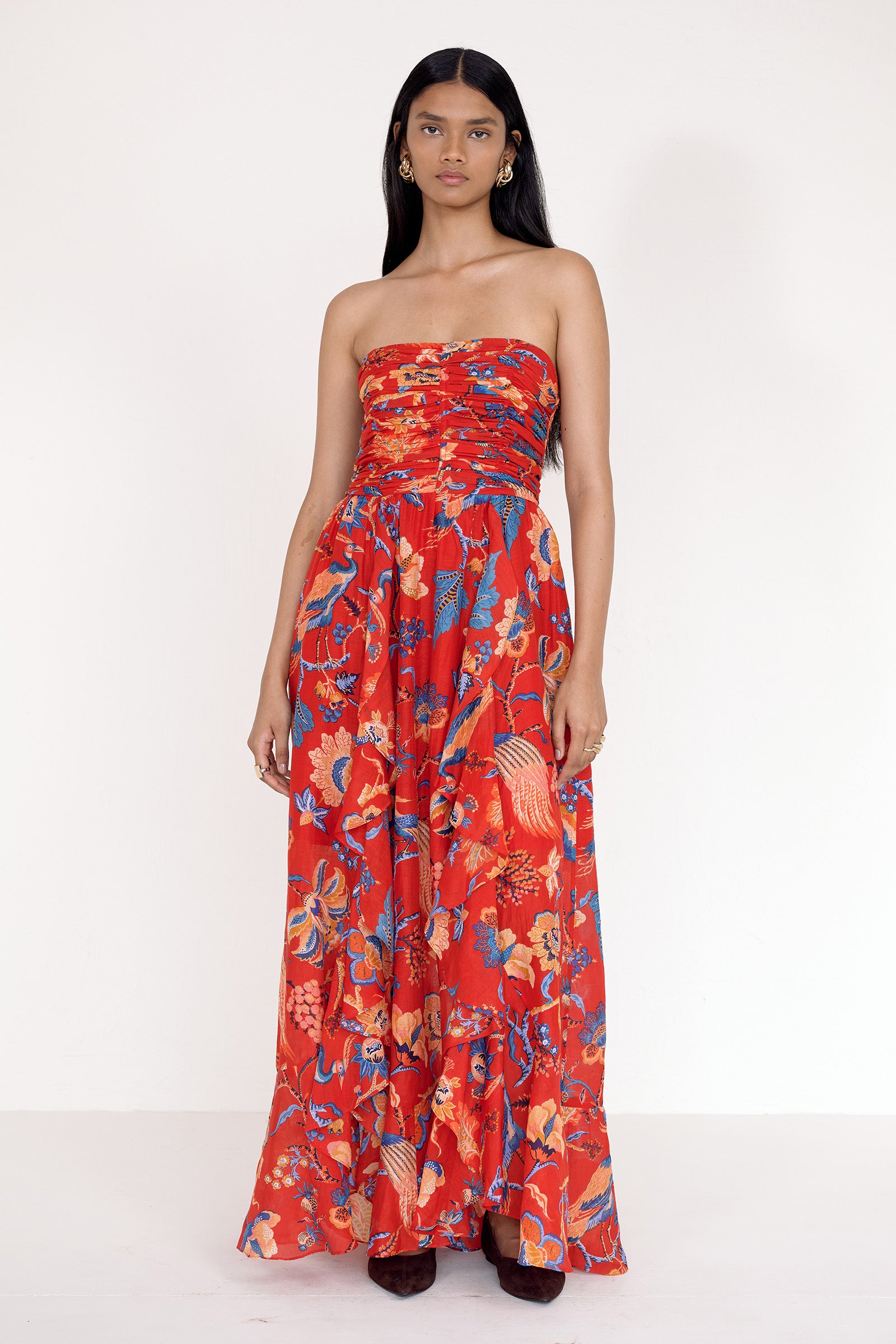 Bella Dress Chintz Carmine