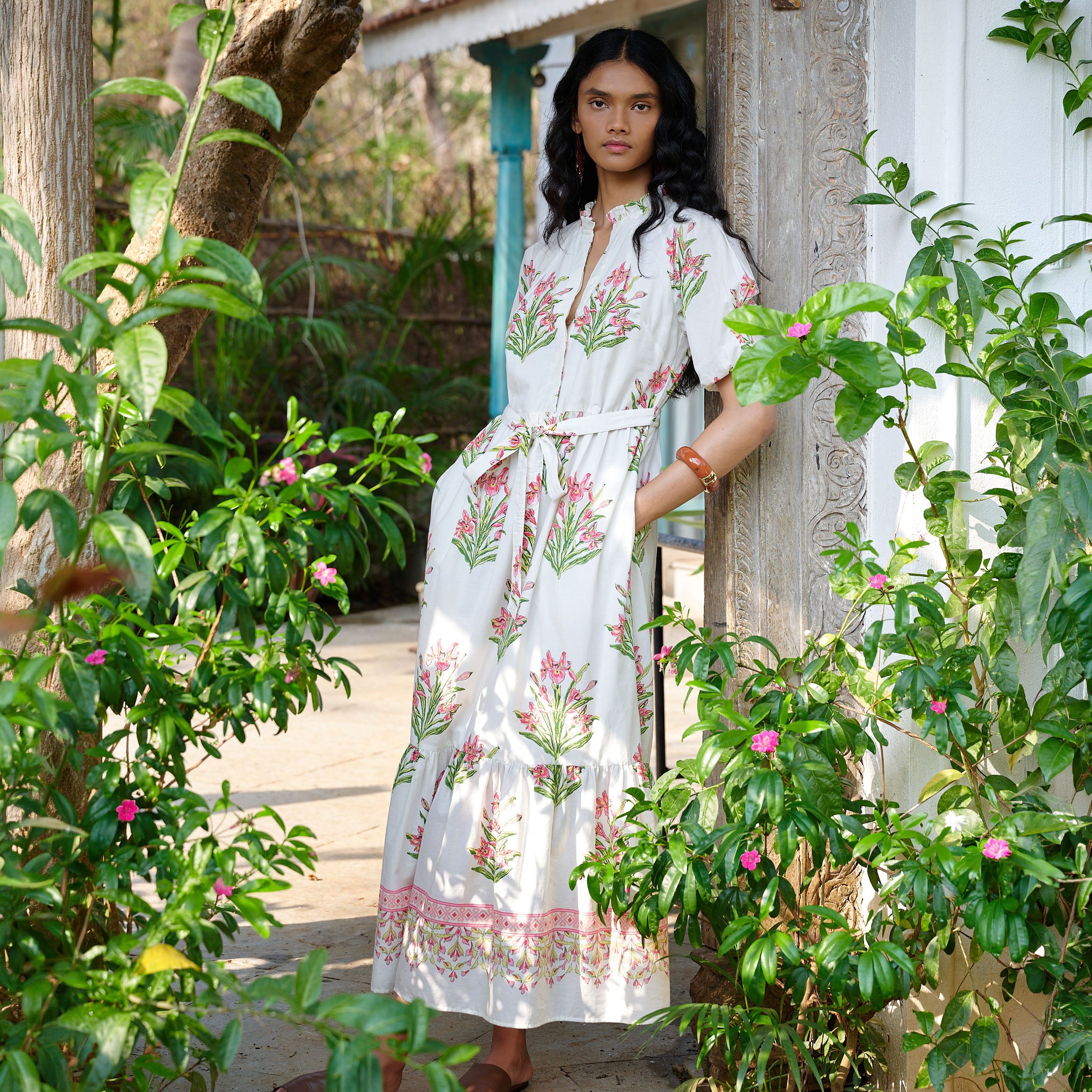 Kay Dress Unicorn Tapestry Forest - Elegant Holiday Midi Dress