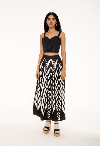 Deena Skirt Applique Black/White