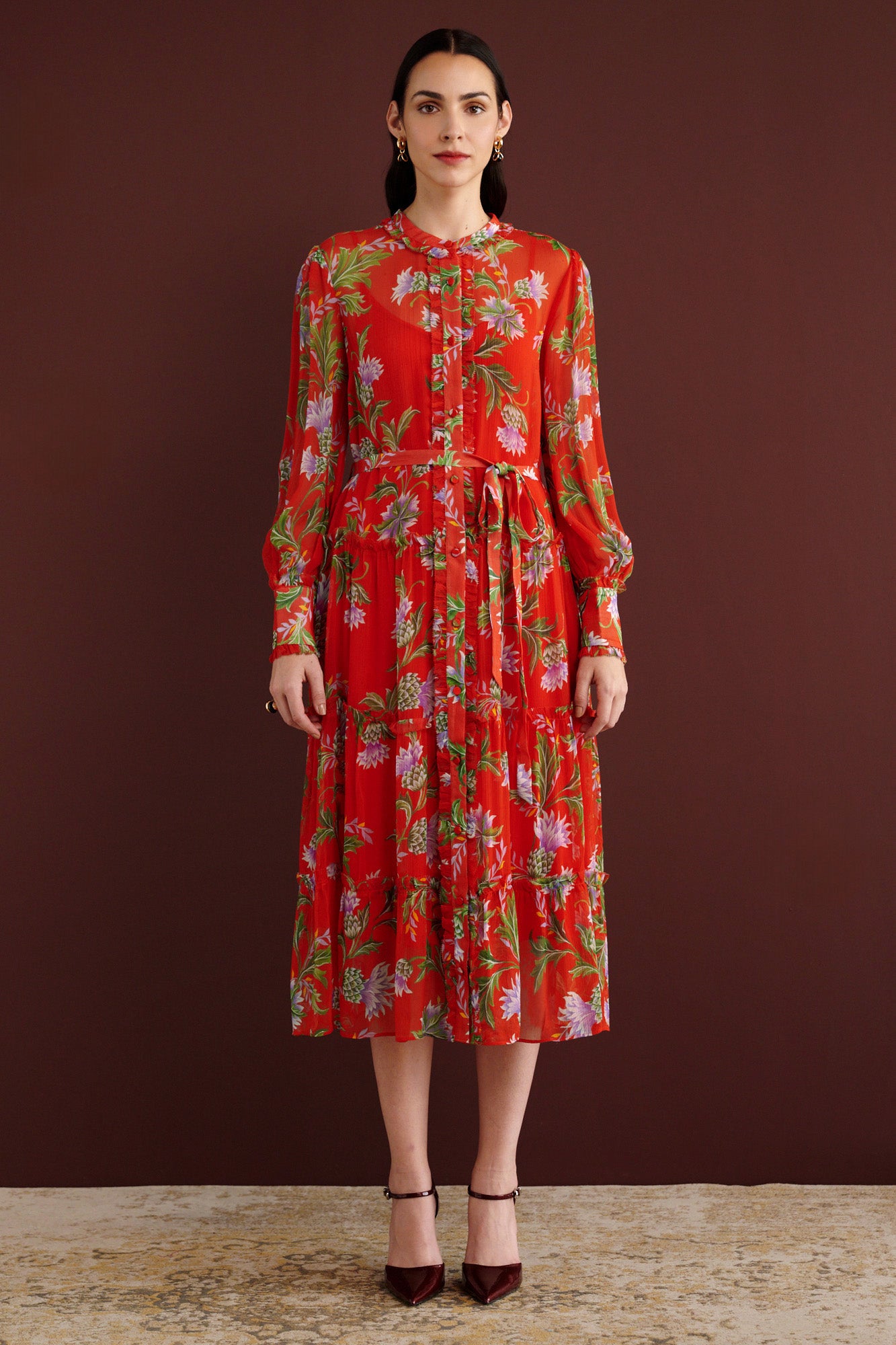 Emira Dress Stuart Thistle Flame