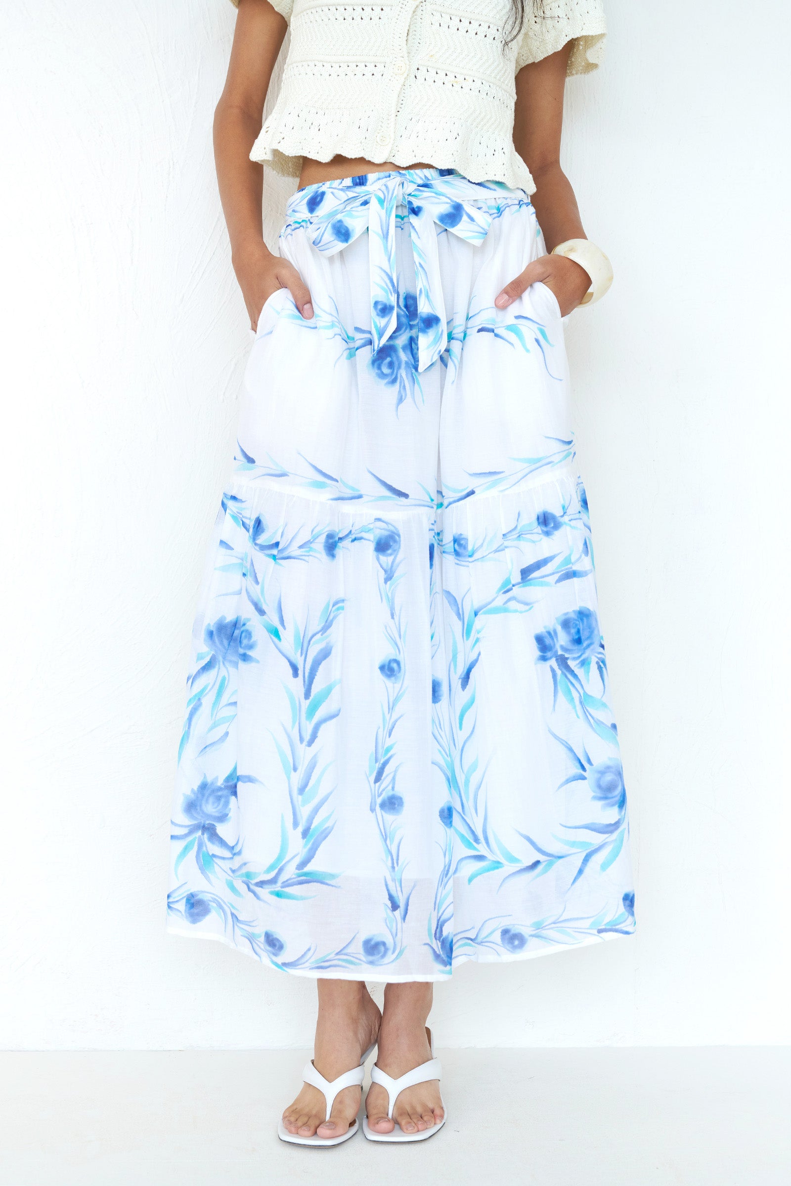 Flora Skirt Bagh Bouquet Cyan