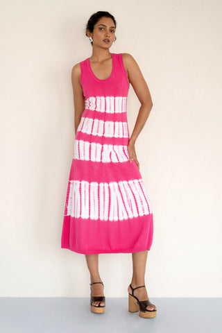 Genoa Tie Dye Dress  Fuchsia