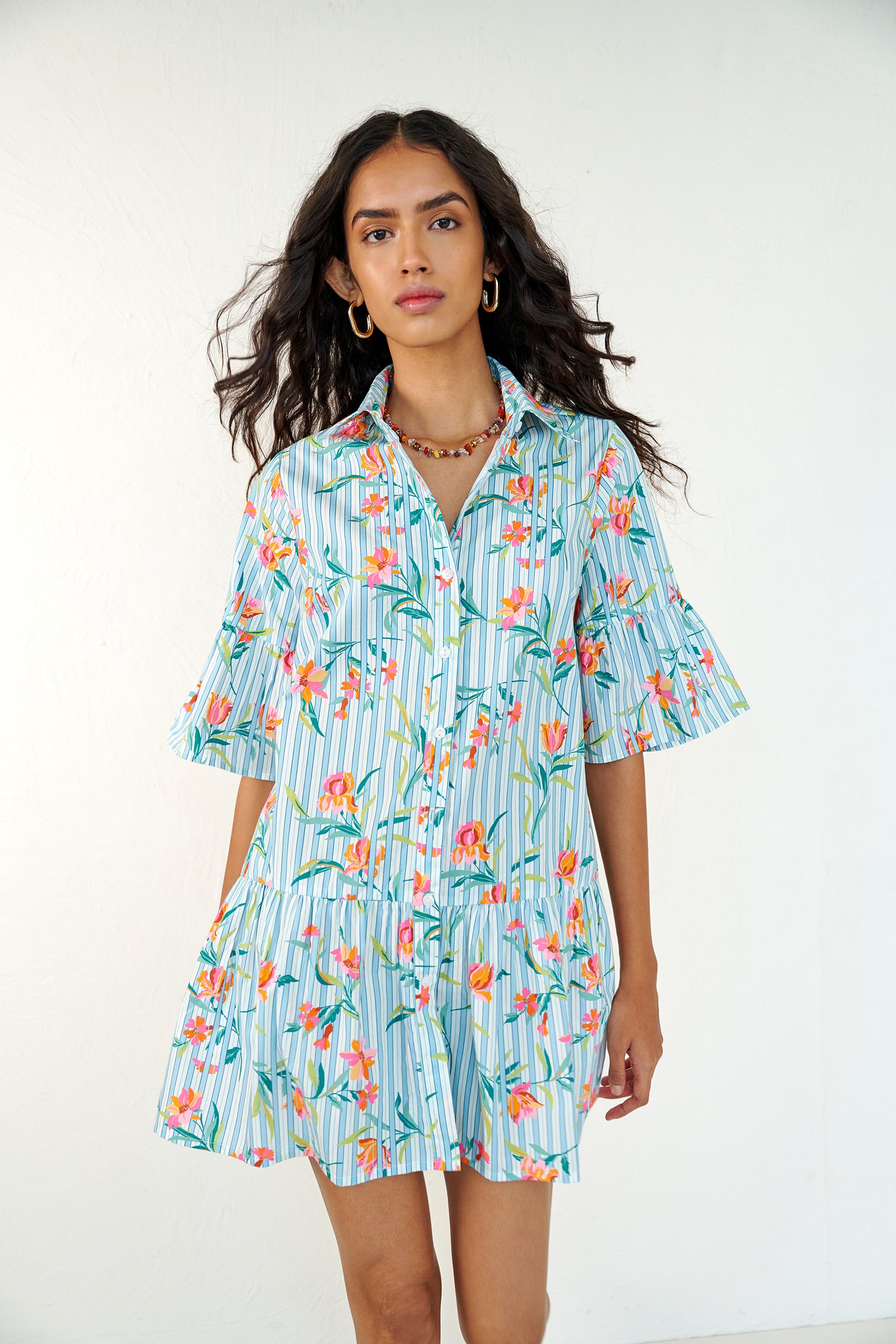 Hydra Mini Dress Orchid Pinstripe Placid