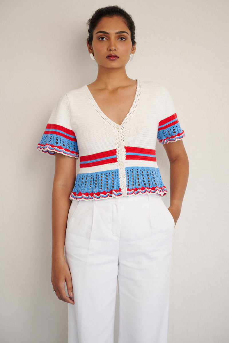 Laura Crochet Cardigan Nautical