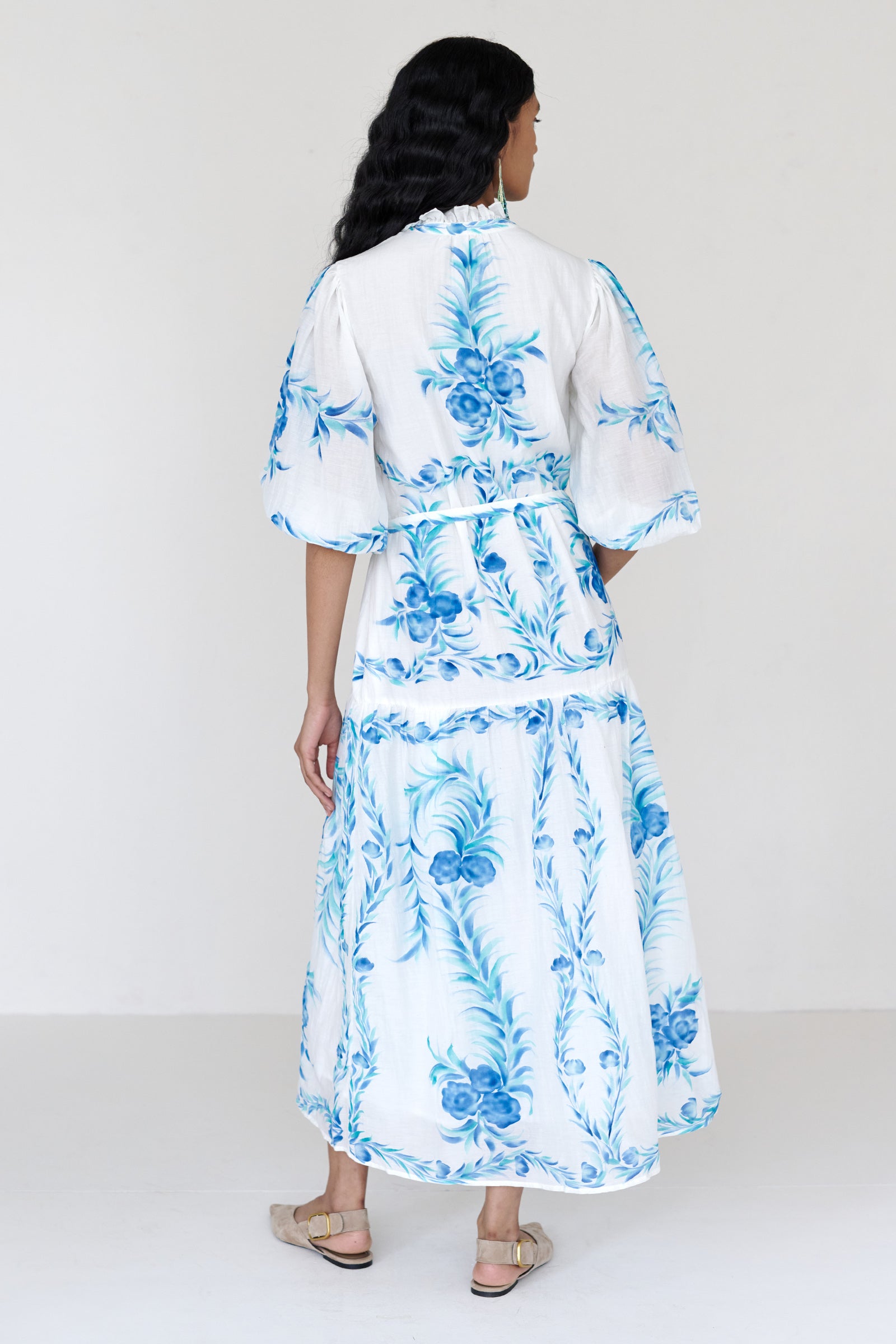 Liza Dress Bagh Bouquet Cyan