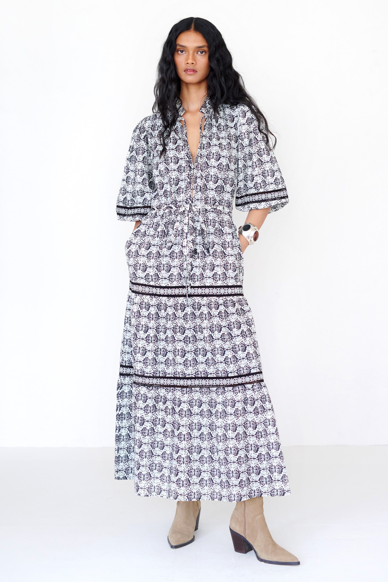 Liza Dress Flutter Caviar