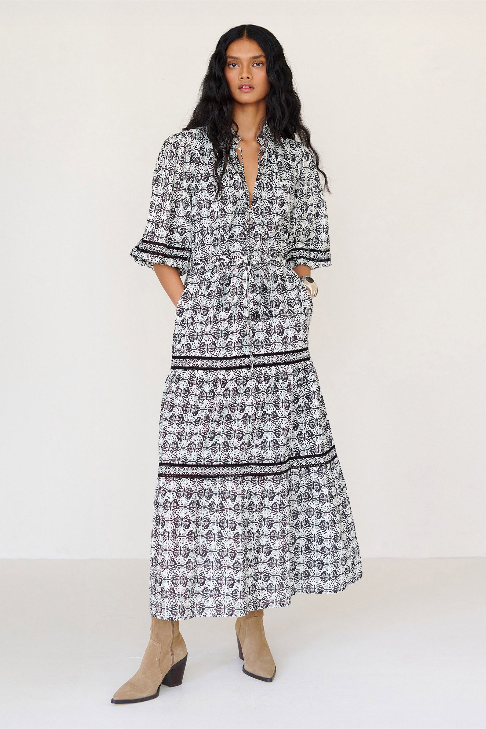 Liza Dress Flutter Caviar