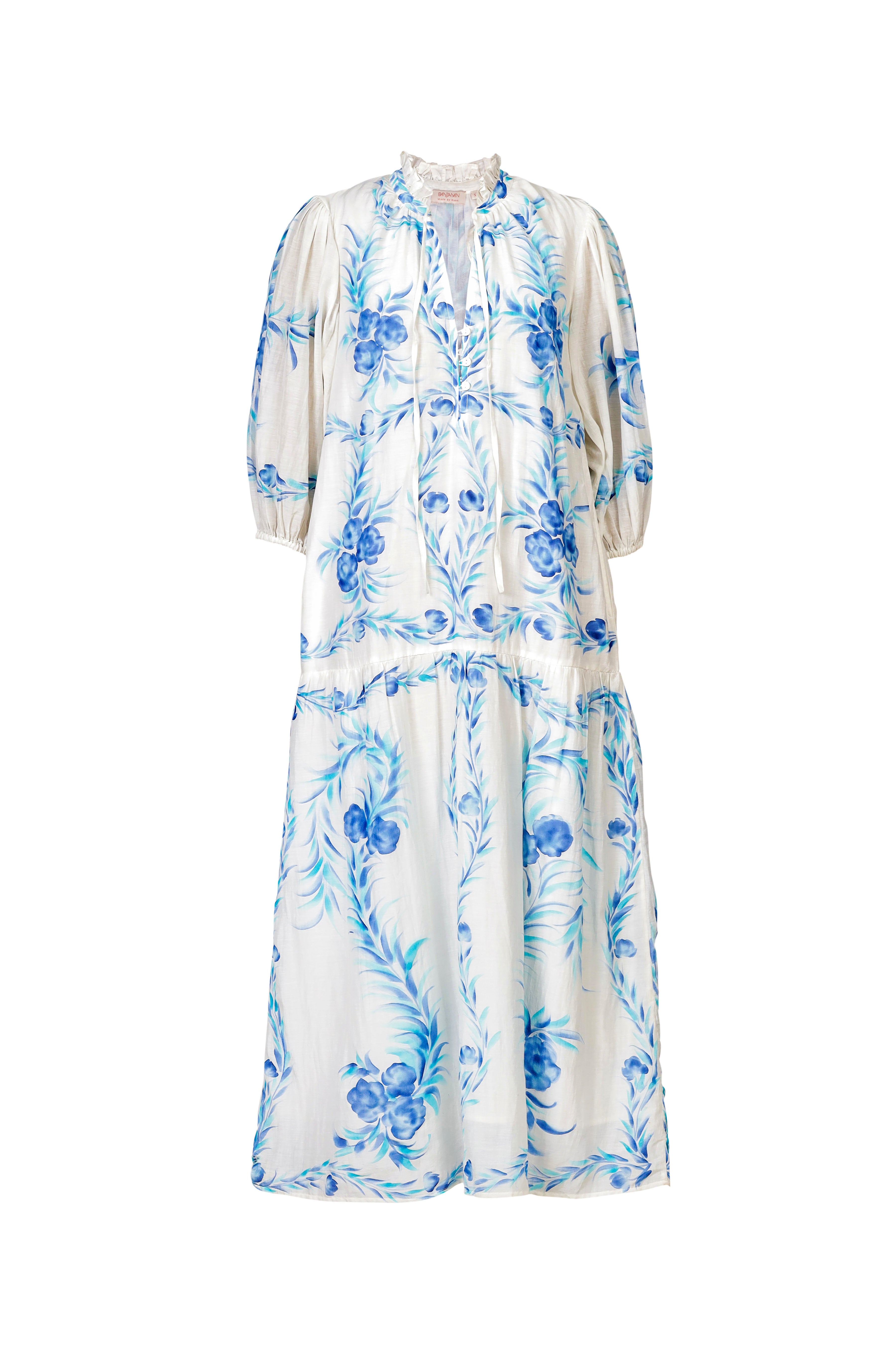 Liza Dress Bagh Bouquet Cyan