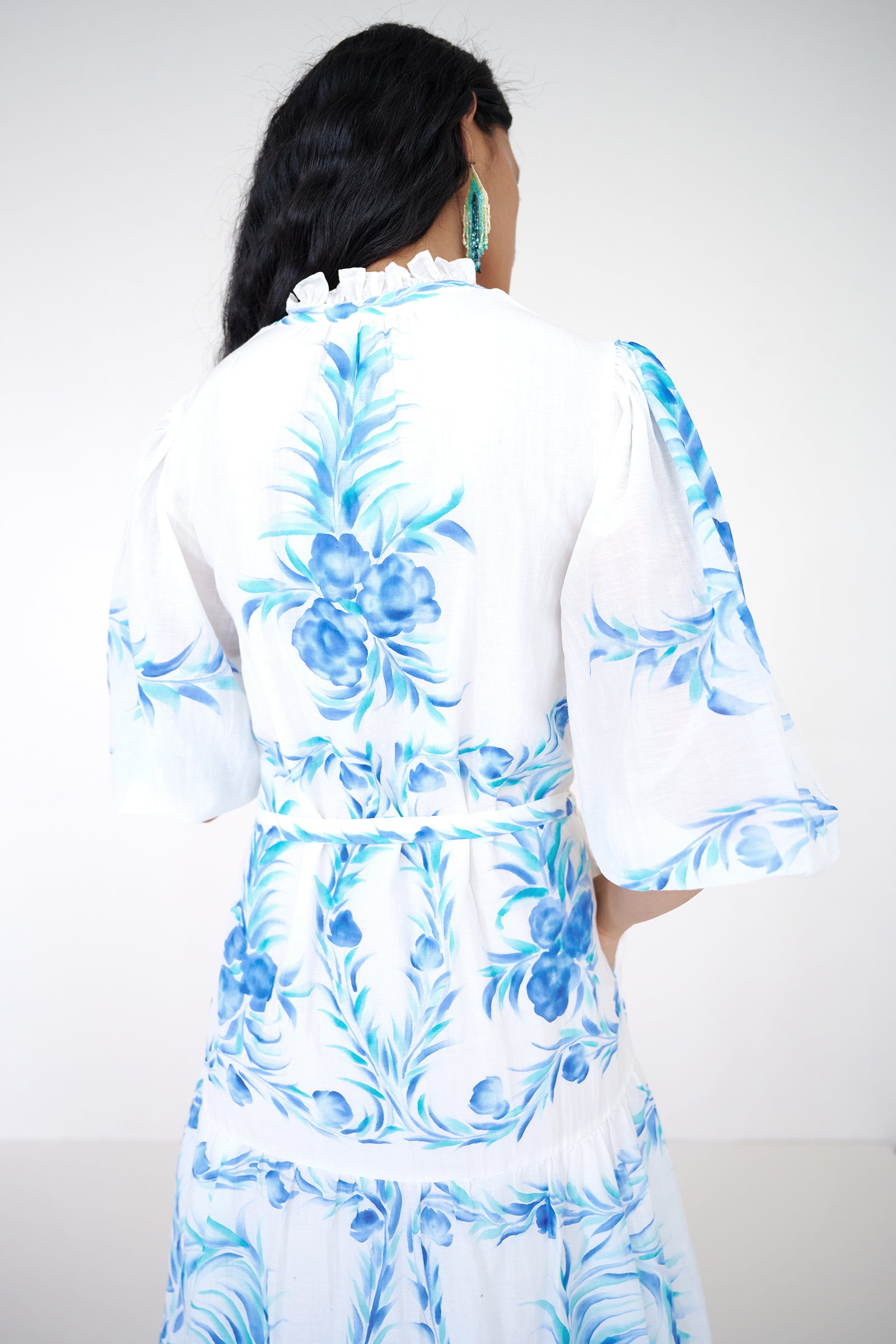 Liza Dress Bagh Bouquet Cyan