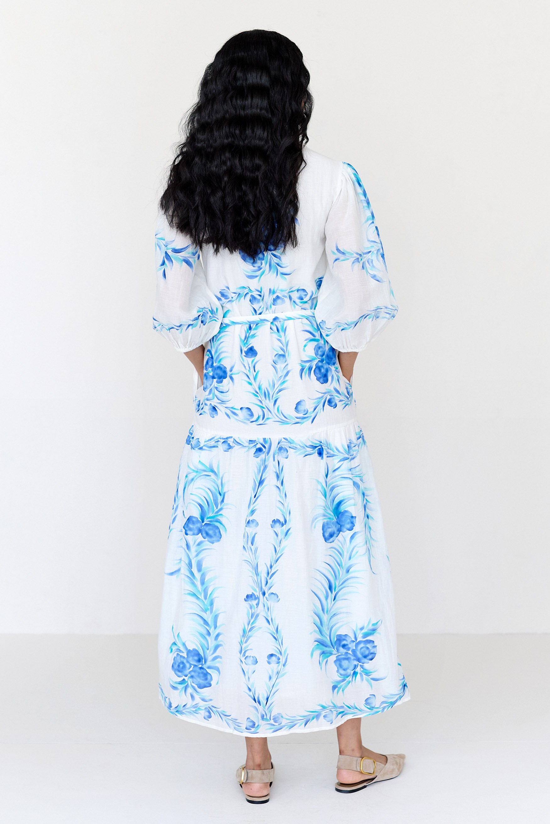 Liza Dress Bagh Bouquet Cyan