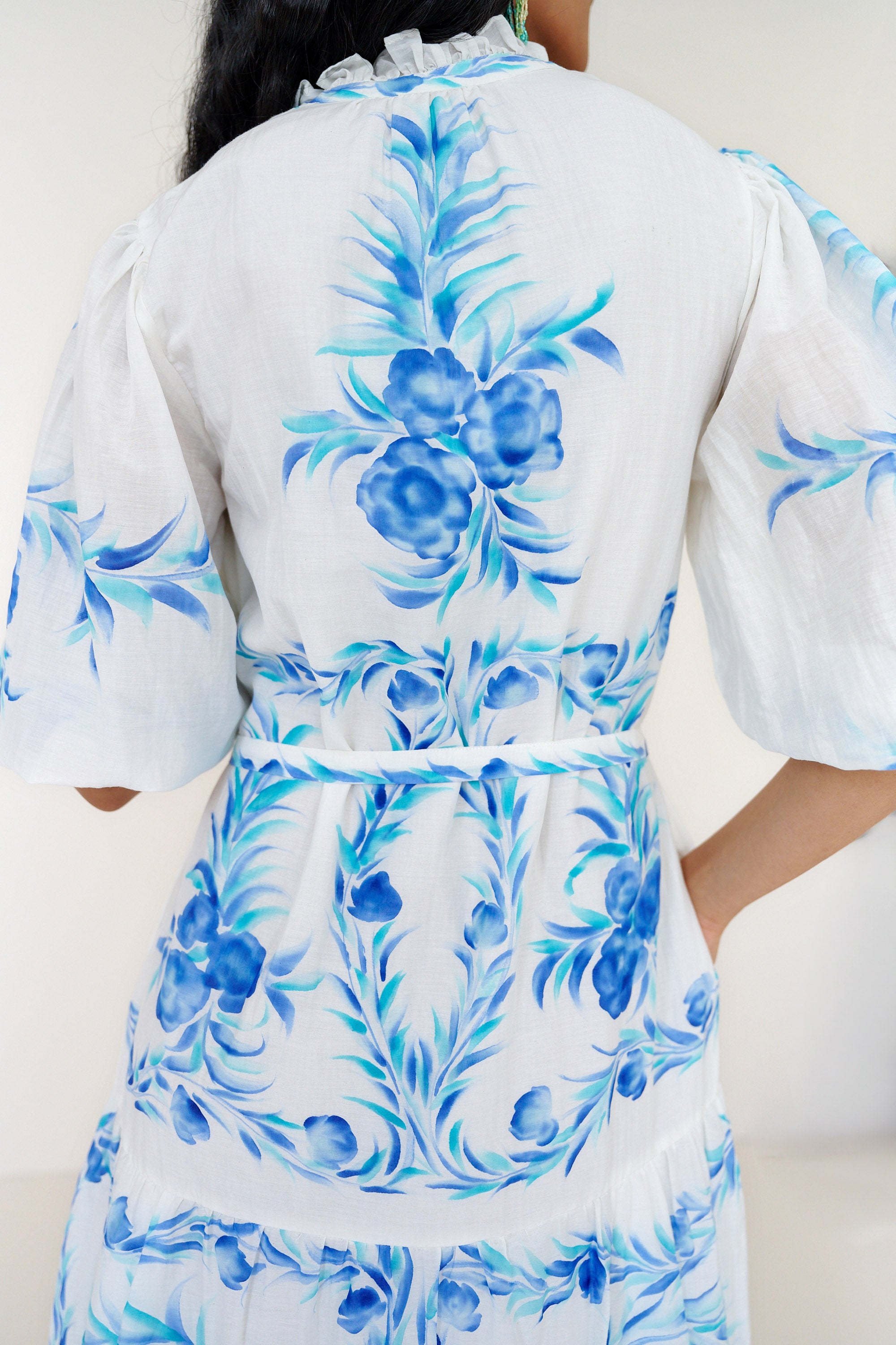 Liza Dress Bagh Bouquet Cyan