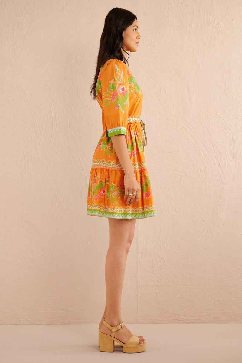 Gizela Dress Calypso Cacti Caramel