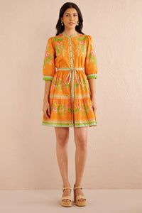 Gizela Dress Calypso Cacti Caramel