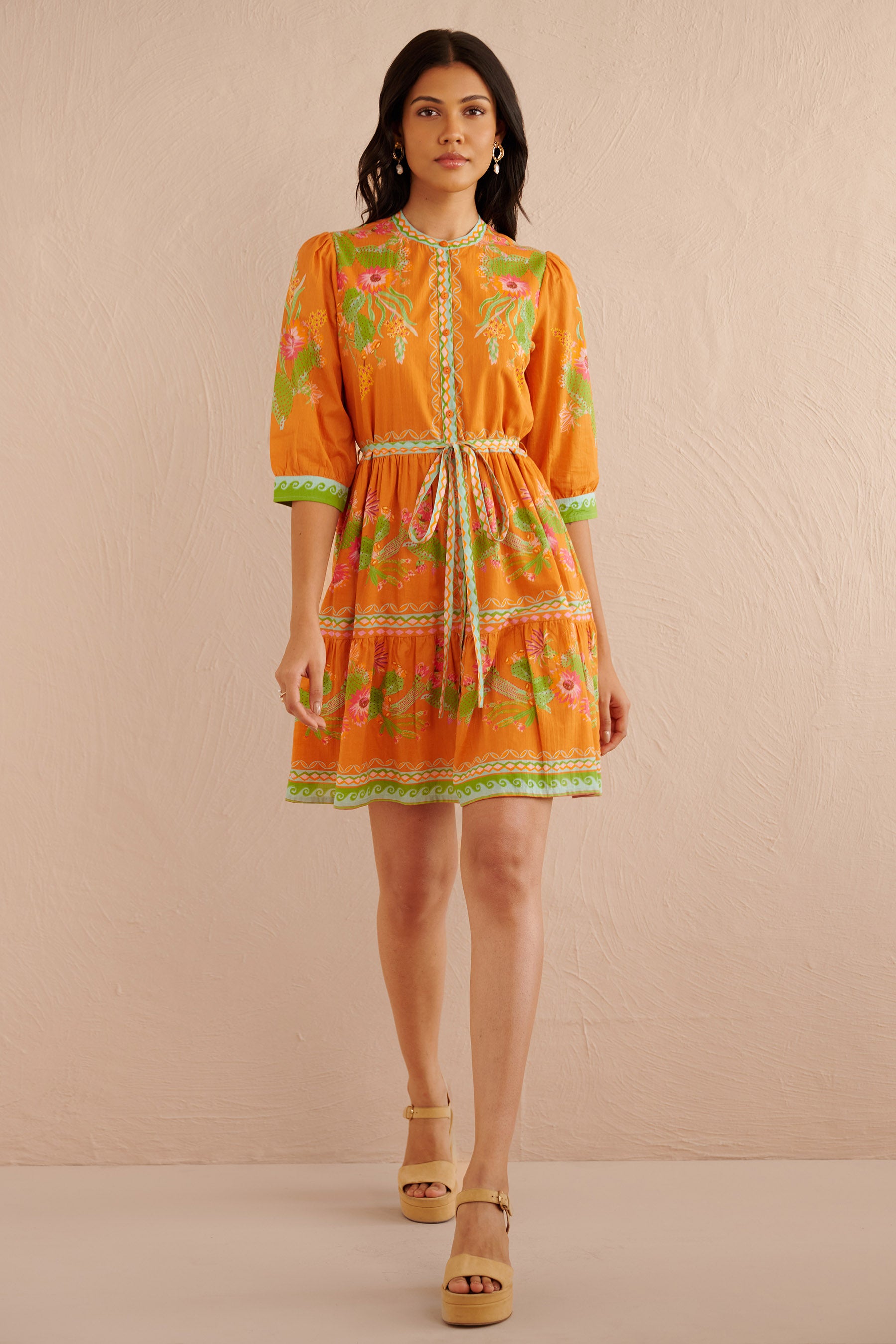 Gizela Dress Calypso Cacti Caramel