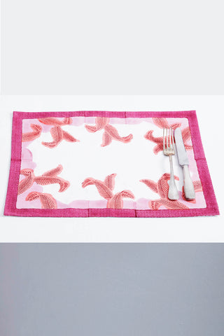 Four Palm Leaf Pink Placemats